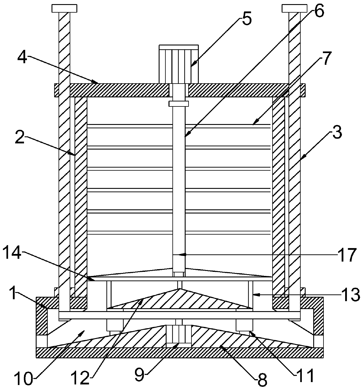 Herbage crushing and processing device with elastic screening function