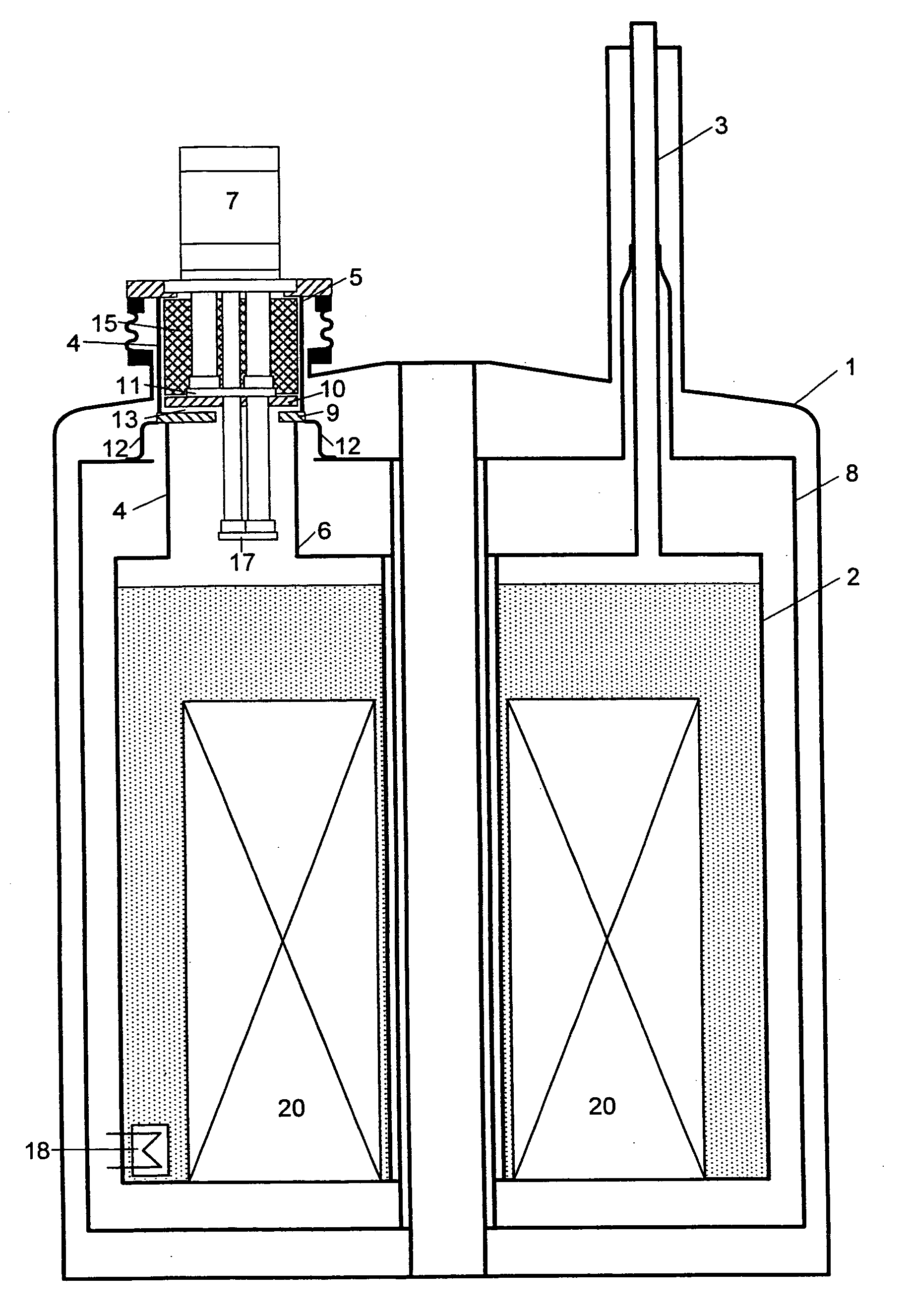 Cryostat configuration with cryocooler and gas gap heat transfer device