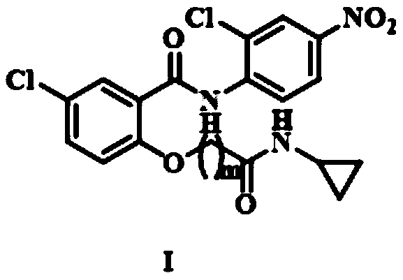 Niclosamide cyclo-propyl derivative as well as preparation method and application thereof