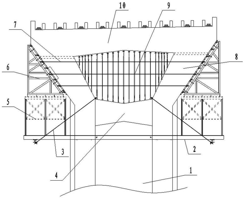 Cast-in-place construction method for large-span diamond-shaped bent cap of high pier