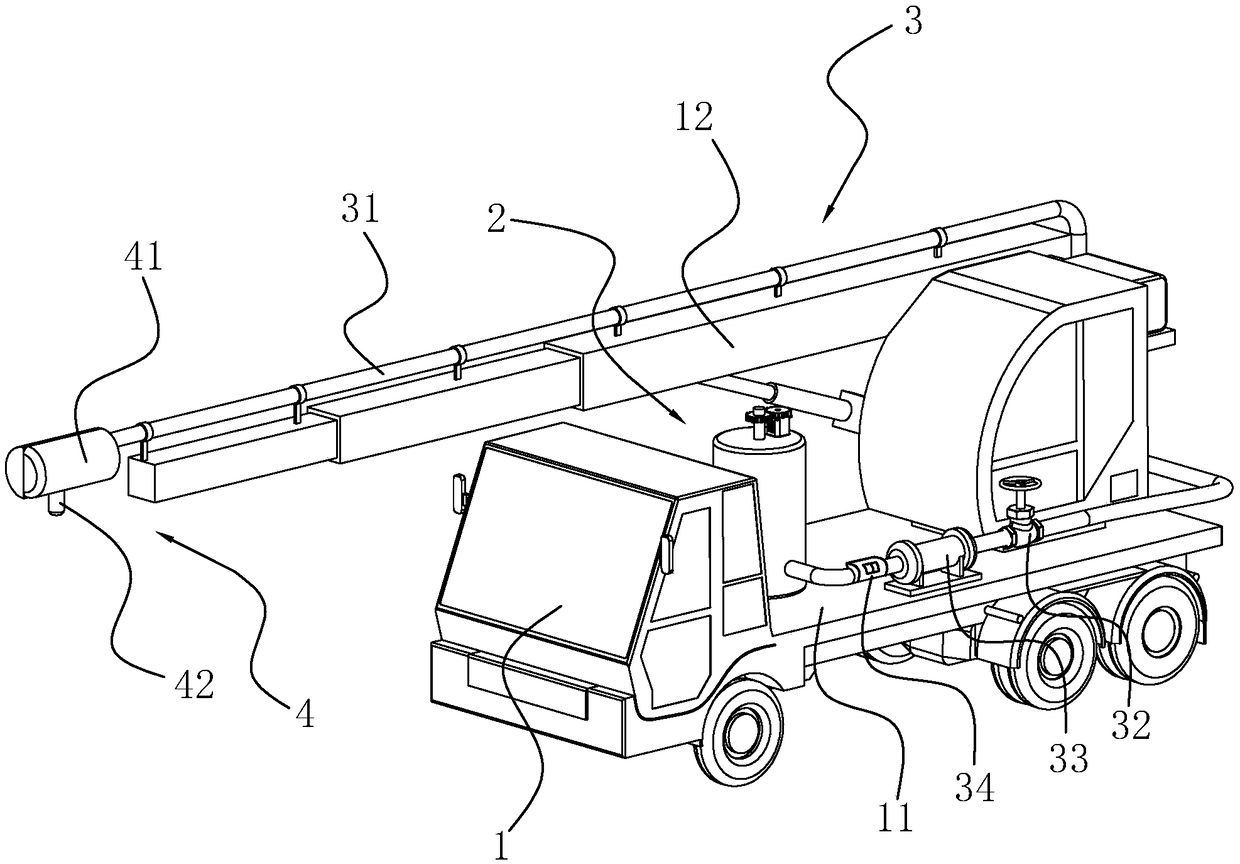 Side slope protection hydraulic spray machine and spraying grass-planting method using same