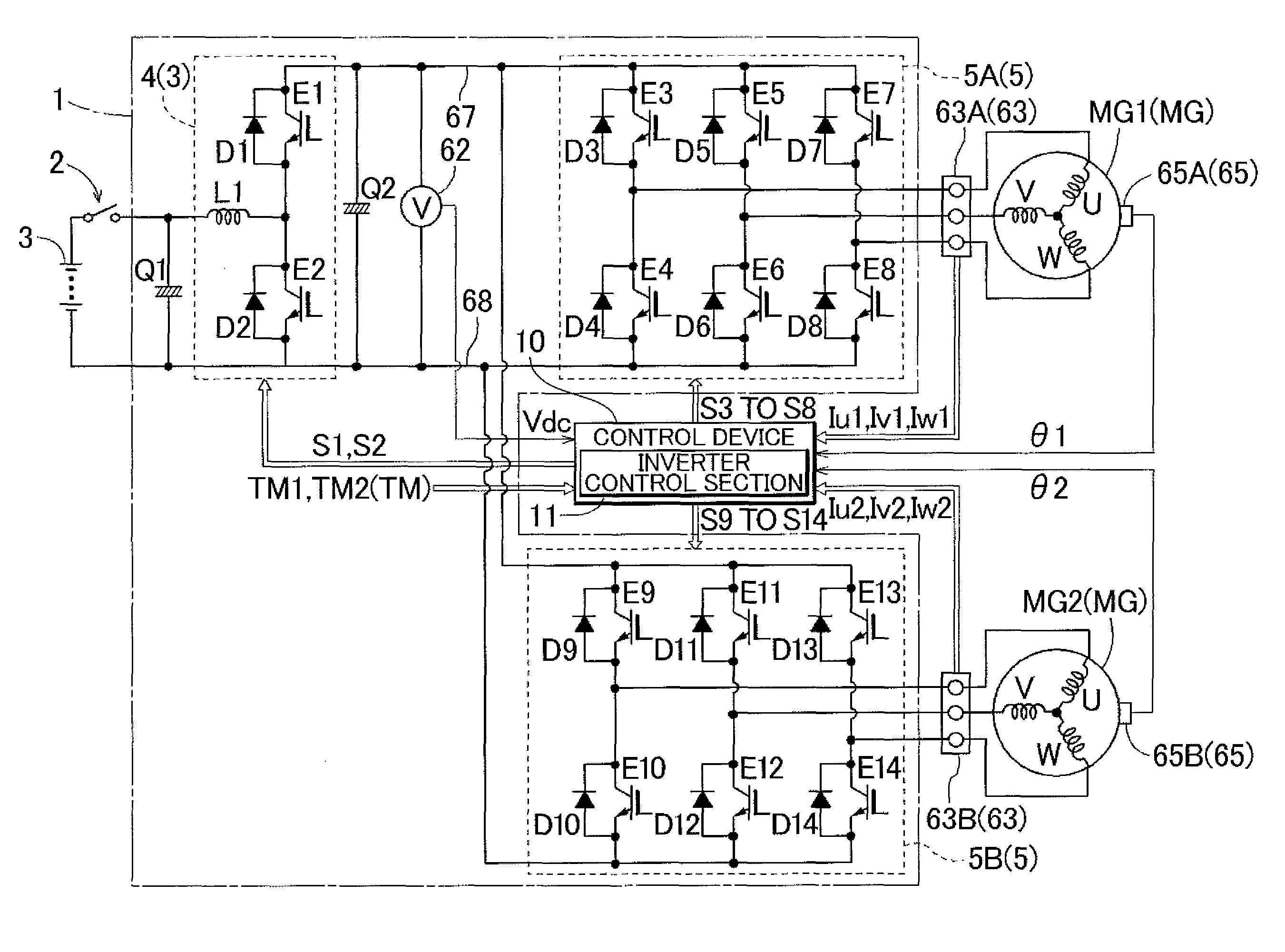 Rotary electrical machine control device
