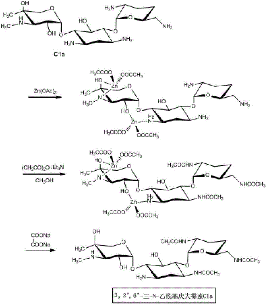 New synthesis method of Etimicin sulfate intermediate 3, 2', 6'-tri-N-acetyl gentamicin Cla
