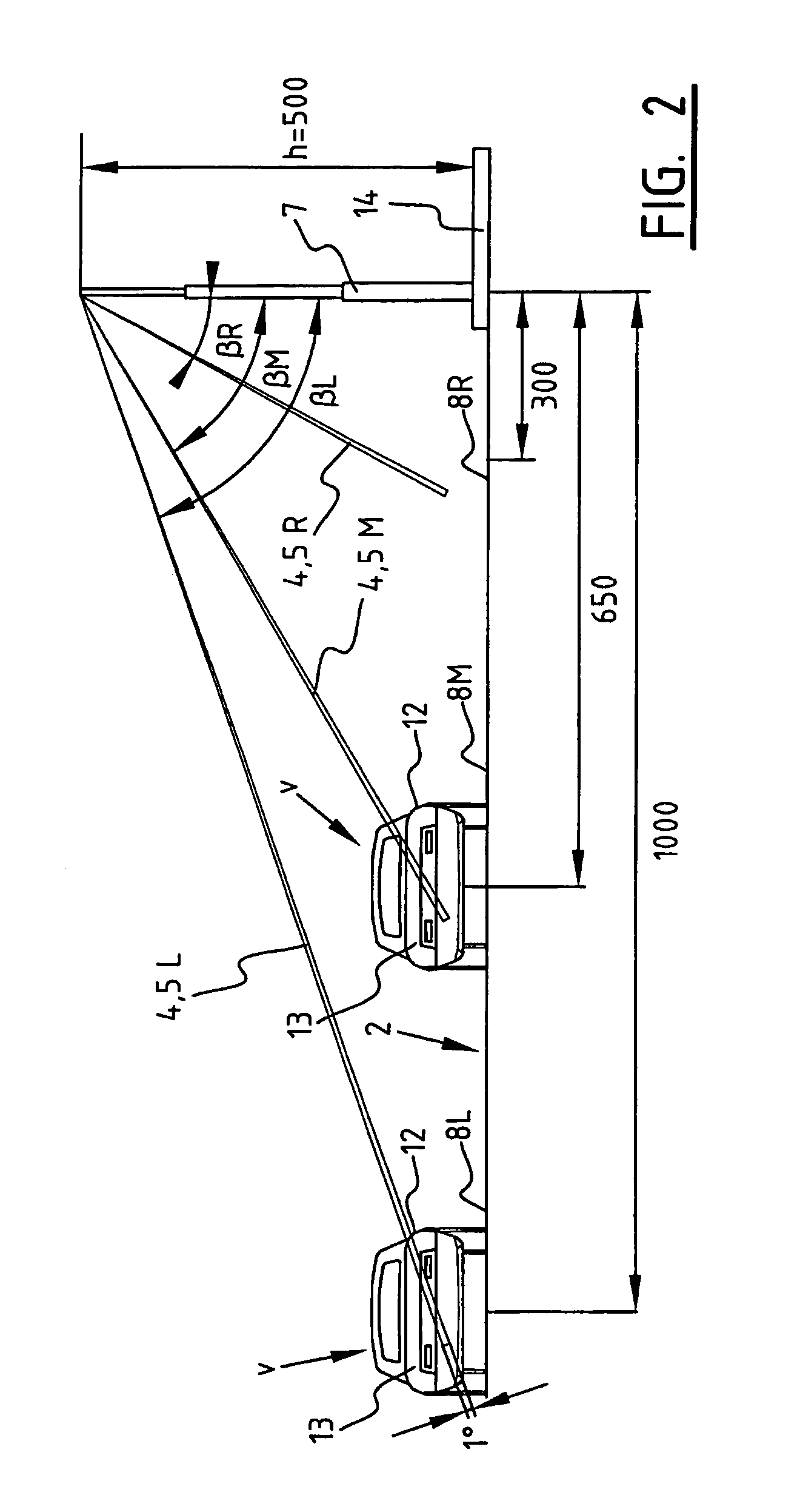 Method and system for detecting with laser the passage by a vehicle of a point for monitoring on a road