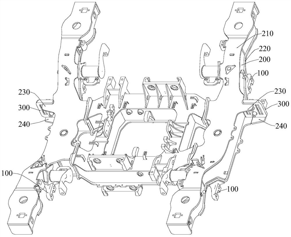 Integrated base, bogie frame and railway vehicle