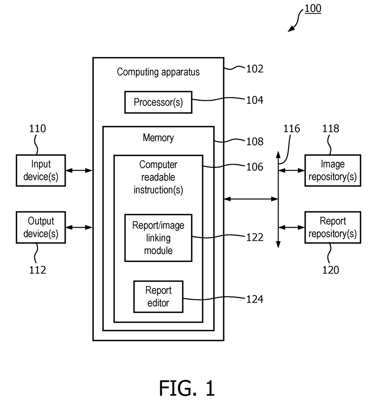 Picture archiving system with text-image linking based on text recognition