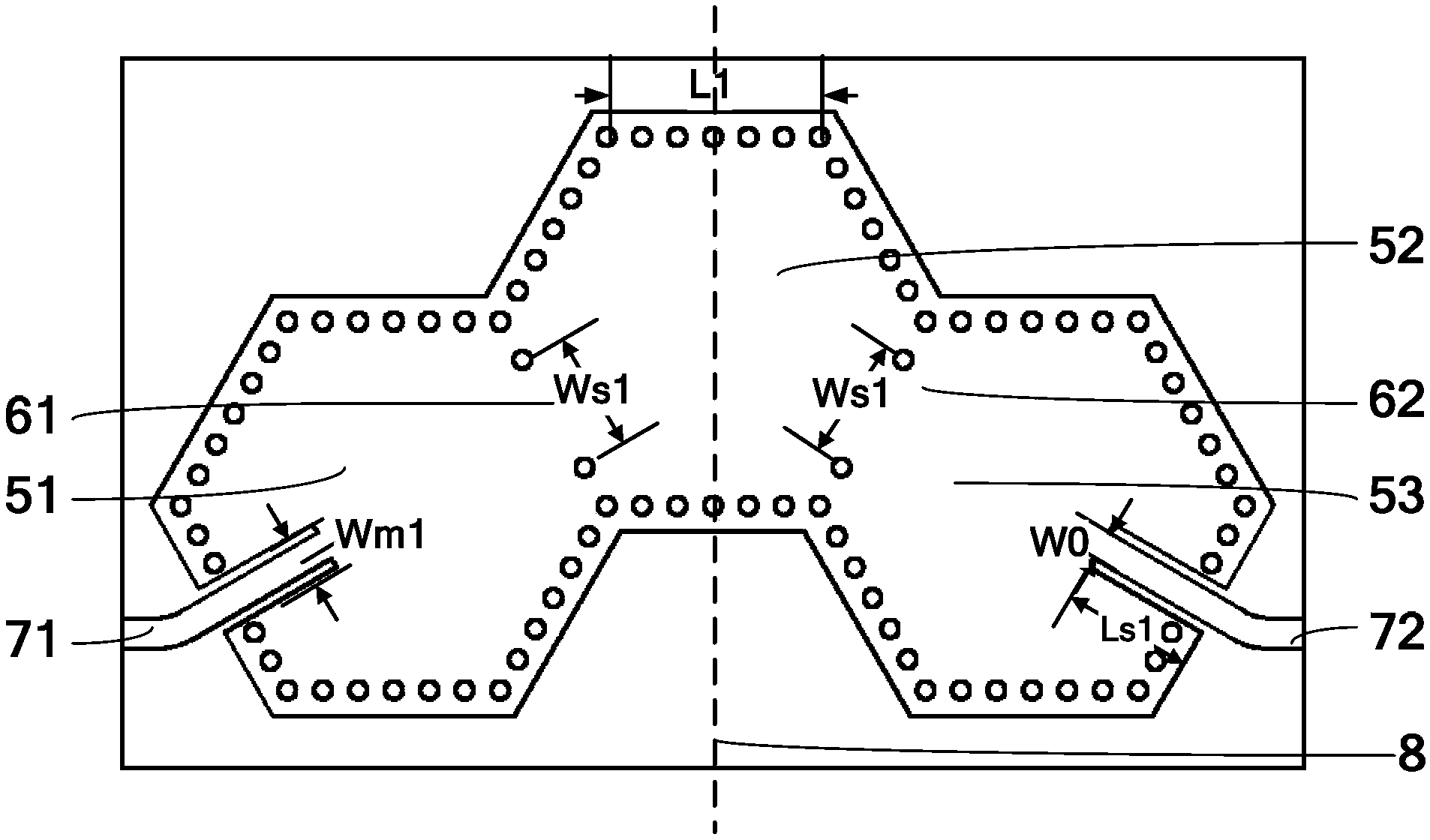 Hexagonal resonant cavity substrate integrated waveguide filter