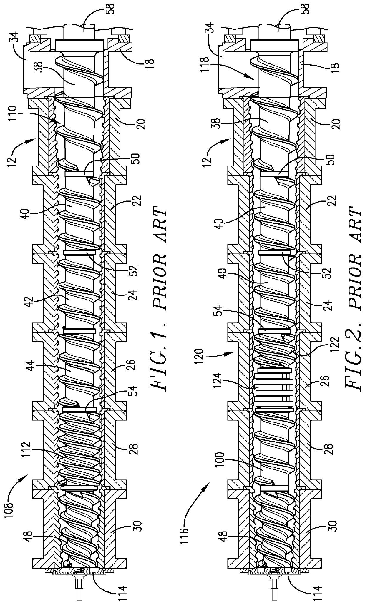 High specific mechanical energy extrusion screw assembly