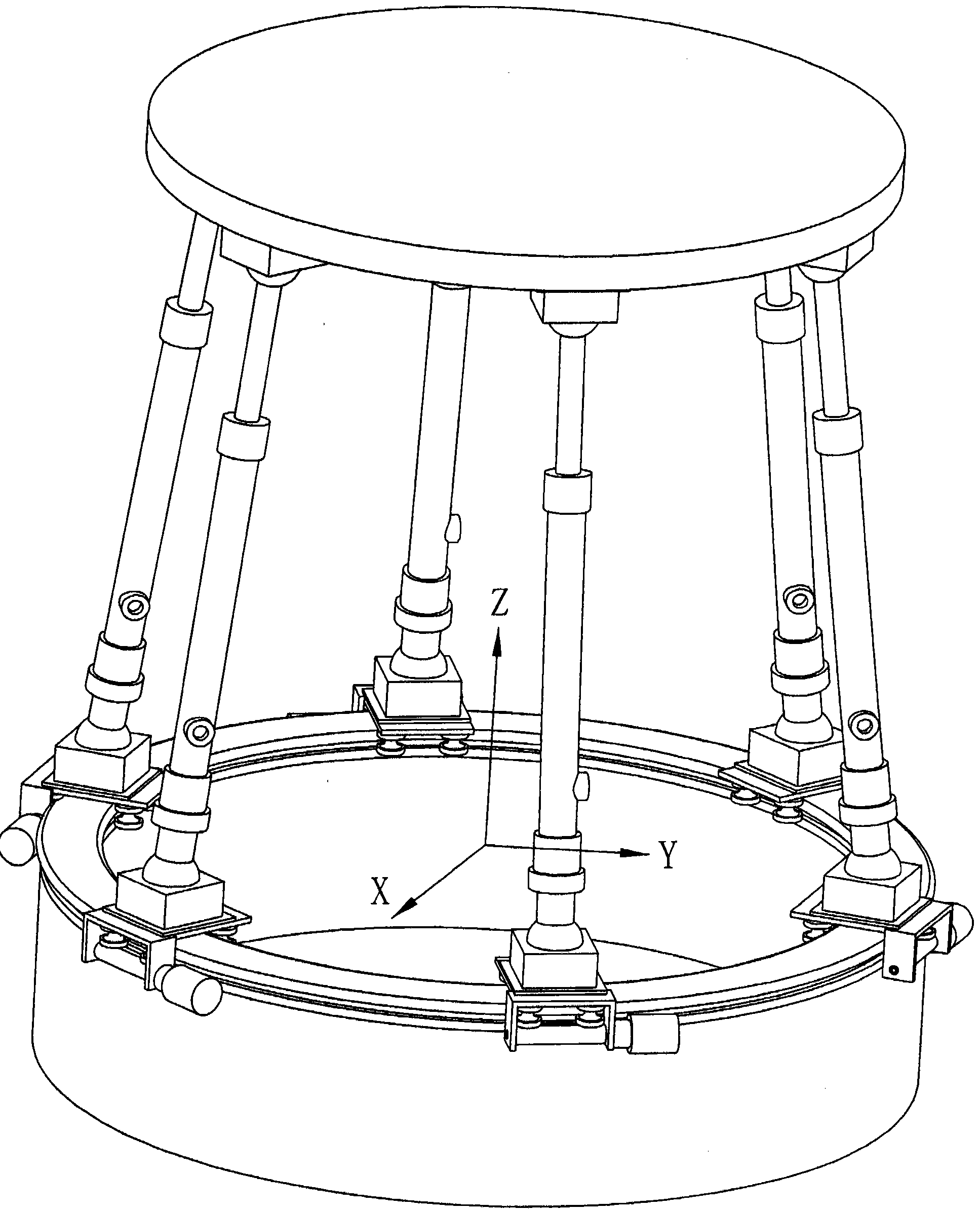 Worm gear pair-based simulator platform capable of infinitely rotating around Z axis