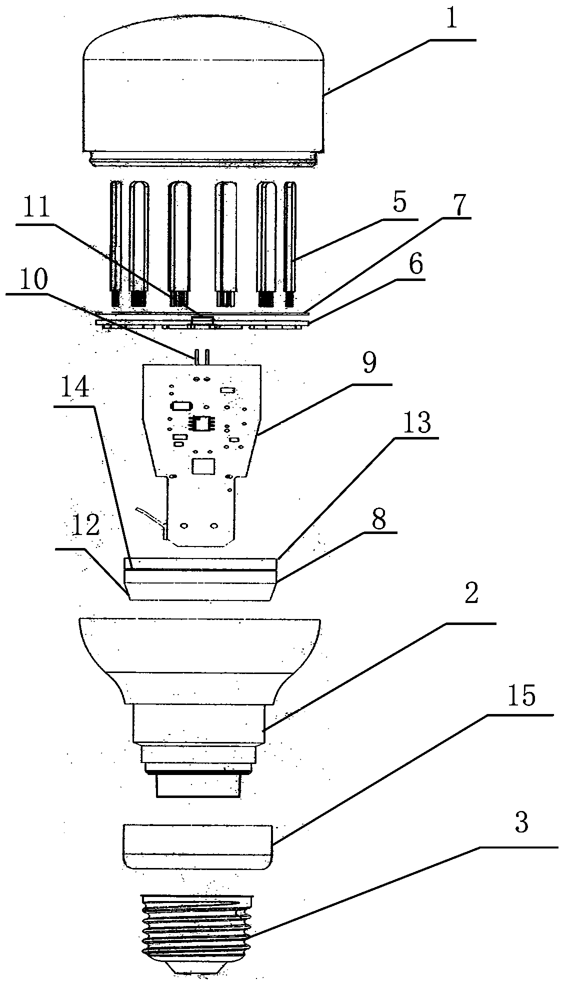 High-power 360 degree LED bulb using COB packaging with heat dissipation