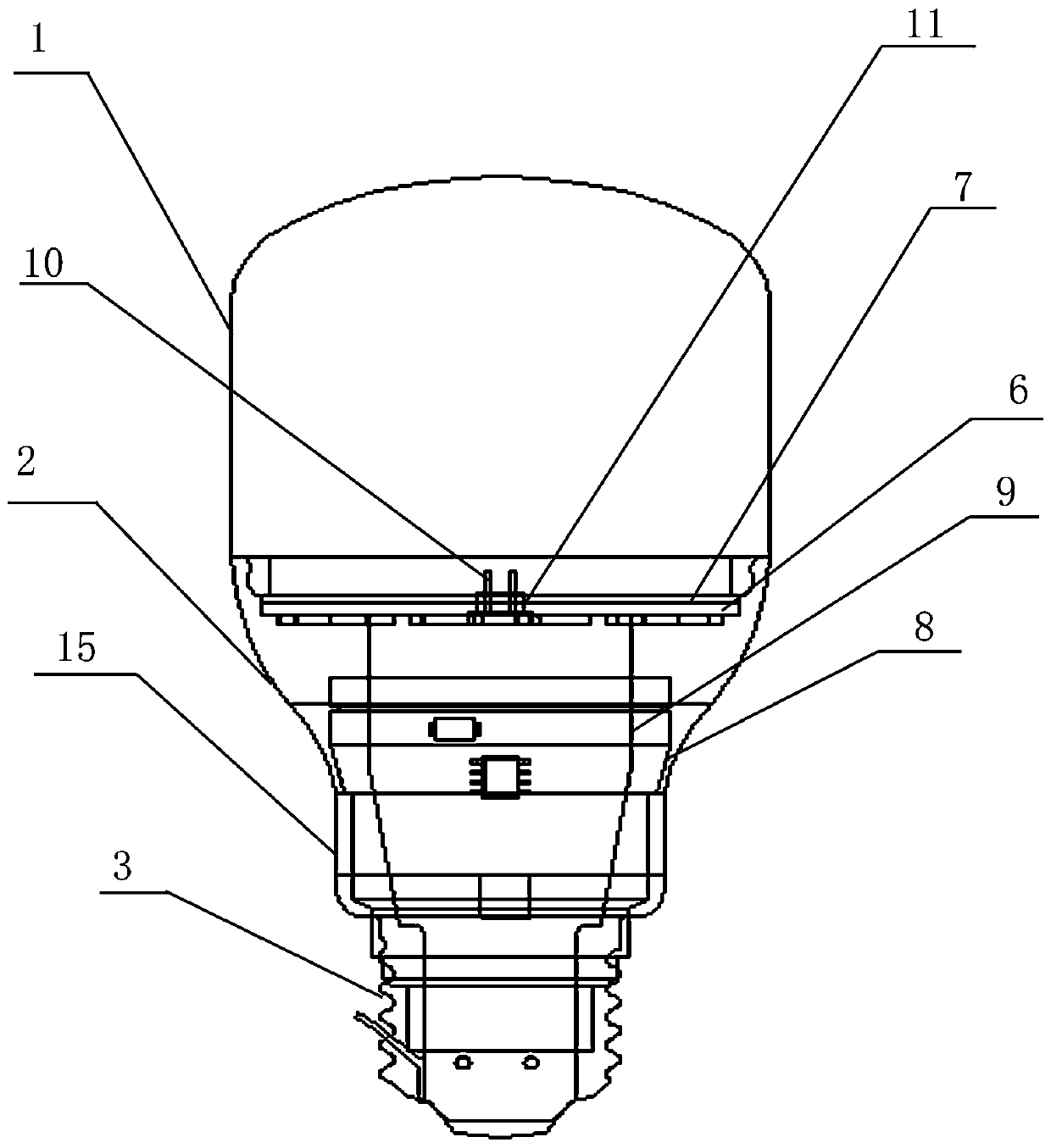 High-power 360 degree LED bulb using COB packaging with heat dissipation