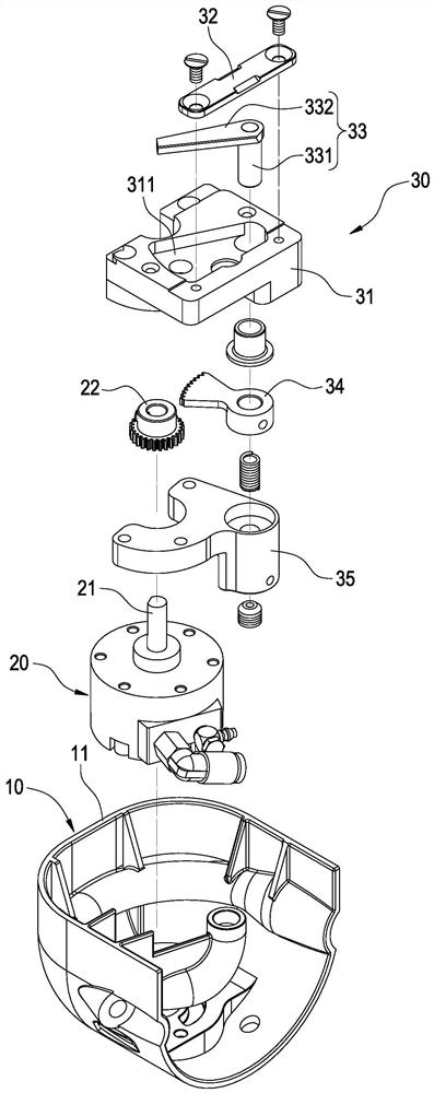 Automatic shearing device for sewing residual threads and gas transmission structure thereof