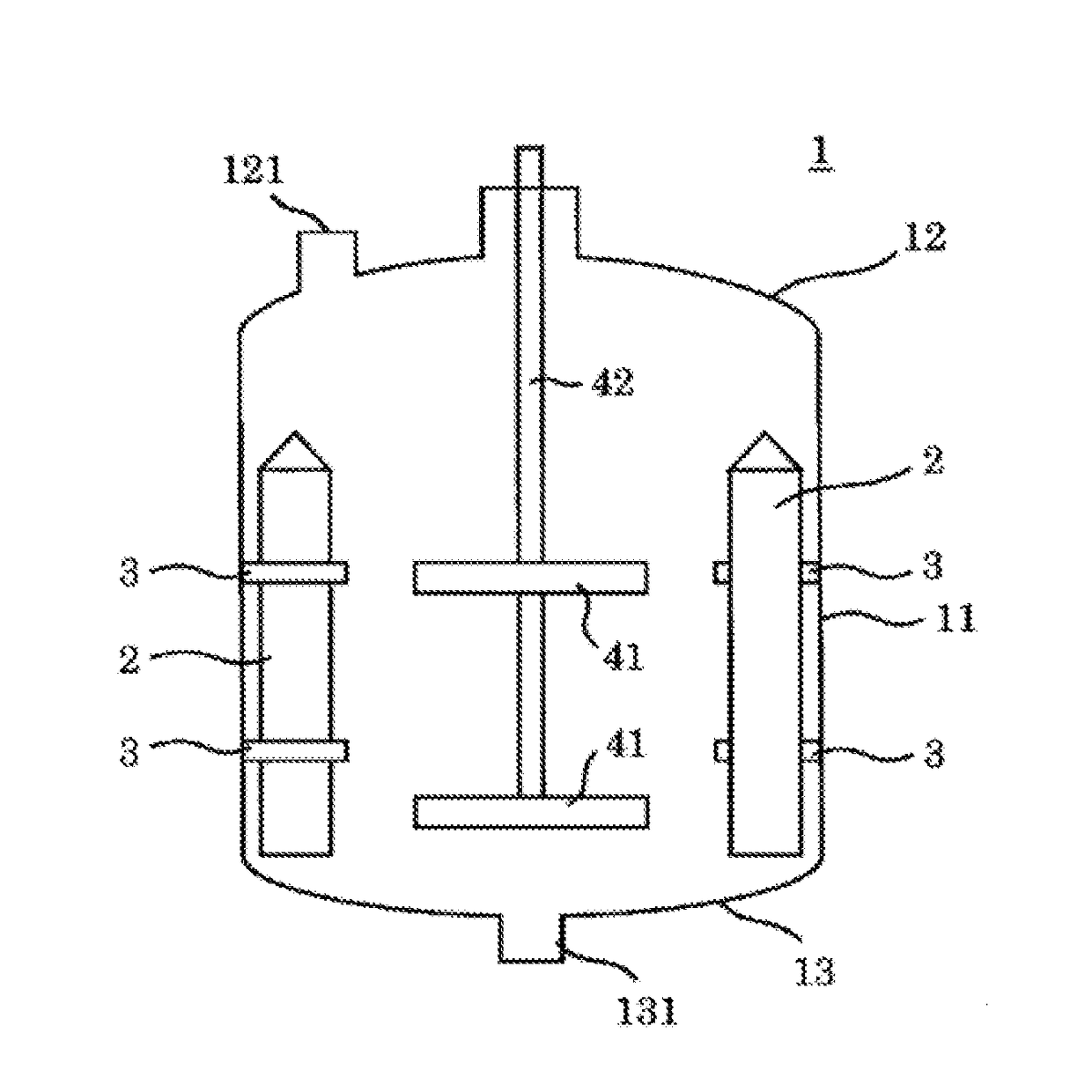 Polyarylene sulfide production device provided with baffle and baffle support