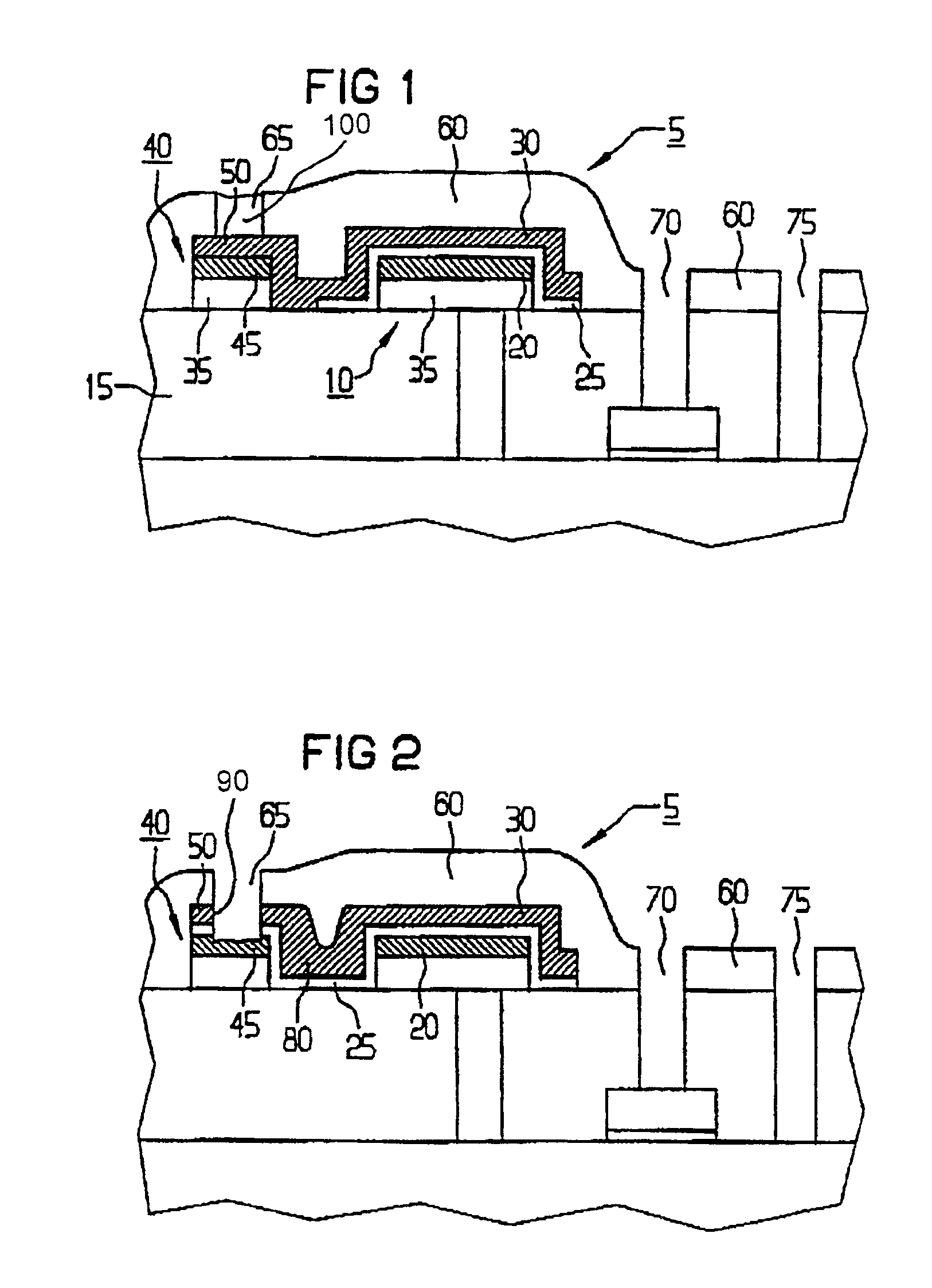 Semiconductor component having a material reinforced contact area
