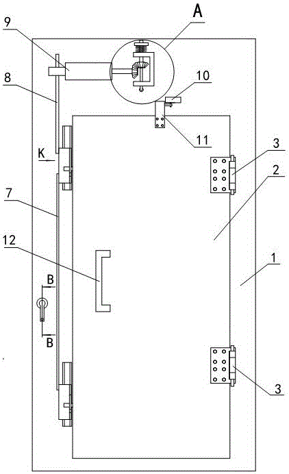 Electromagnetic shielding door with flexible shaft emergency opening device
