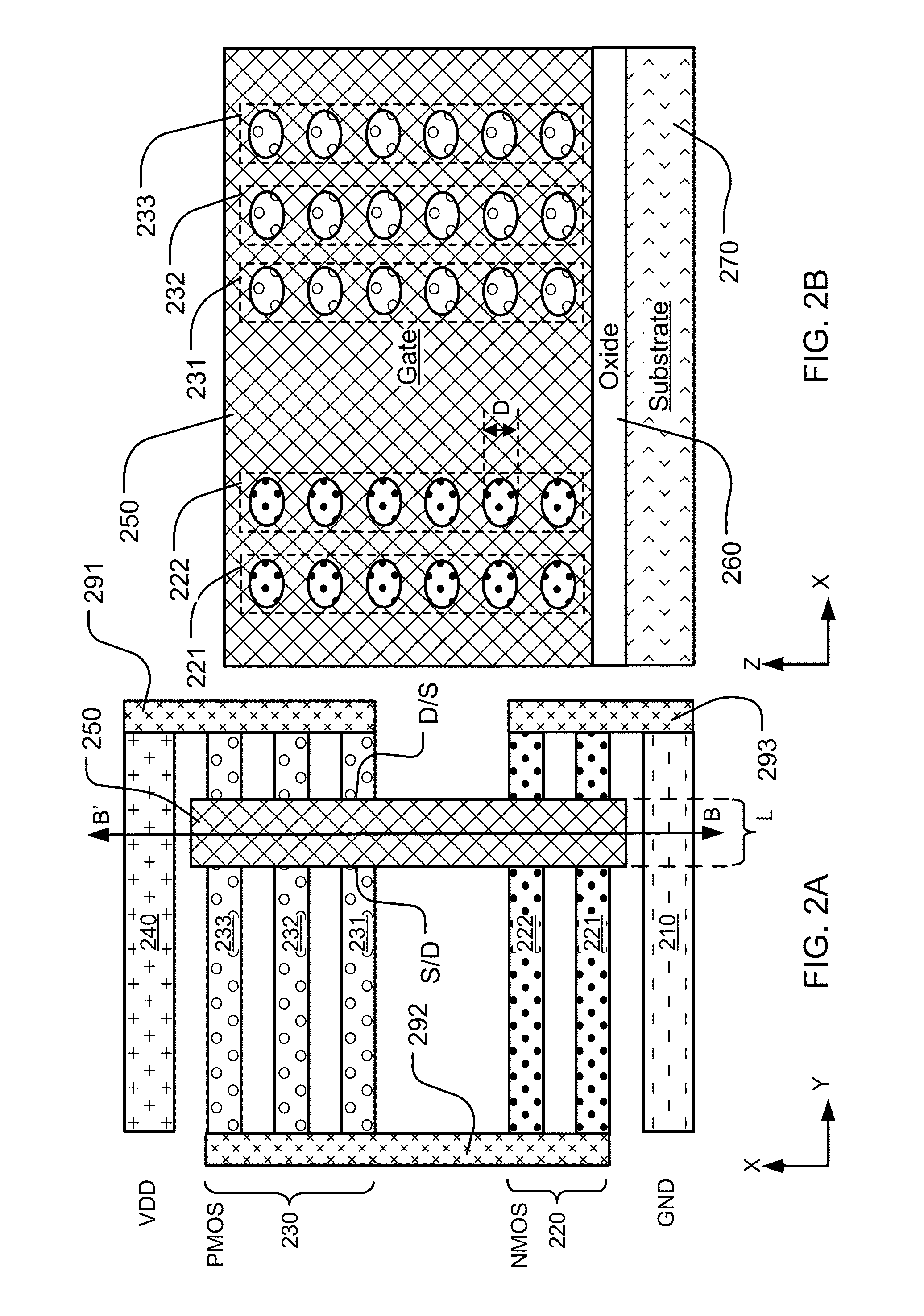 Cells having transistors and interconnects including nanowires or 2D material strips