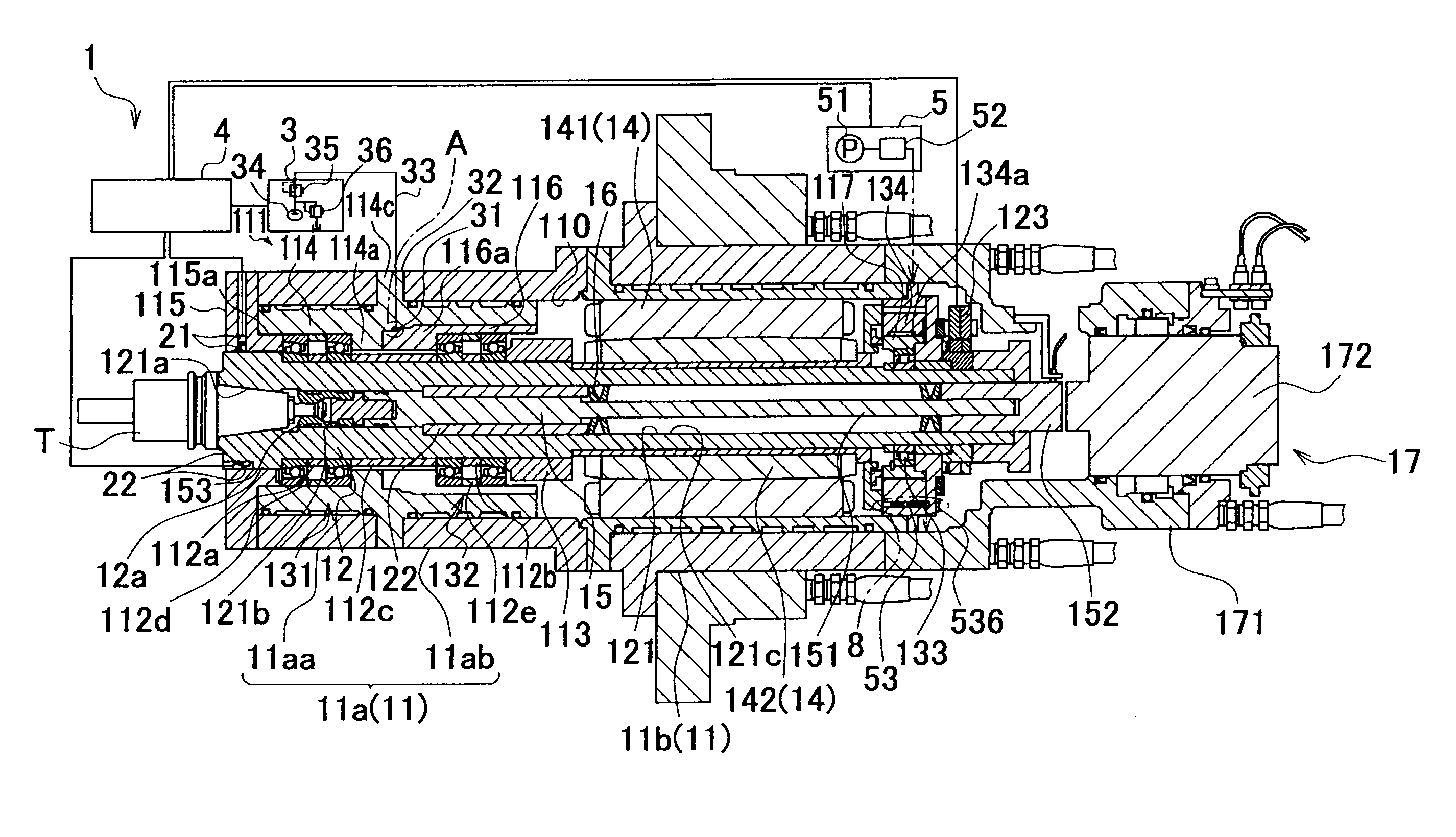 Spindle device for machine tool