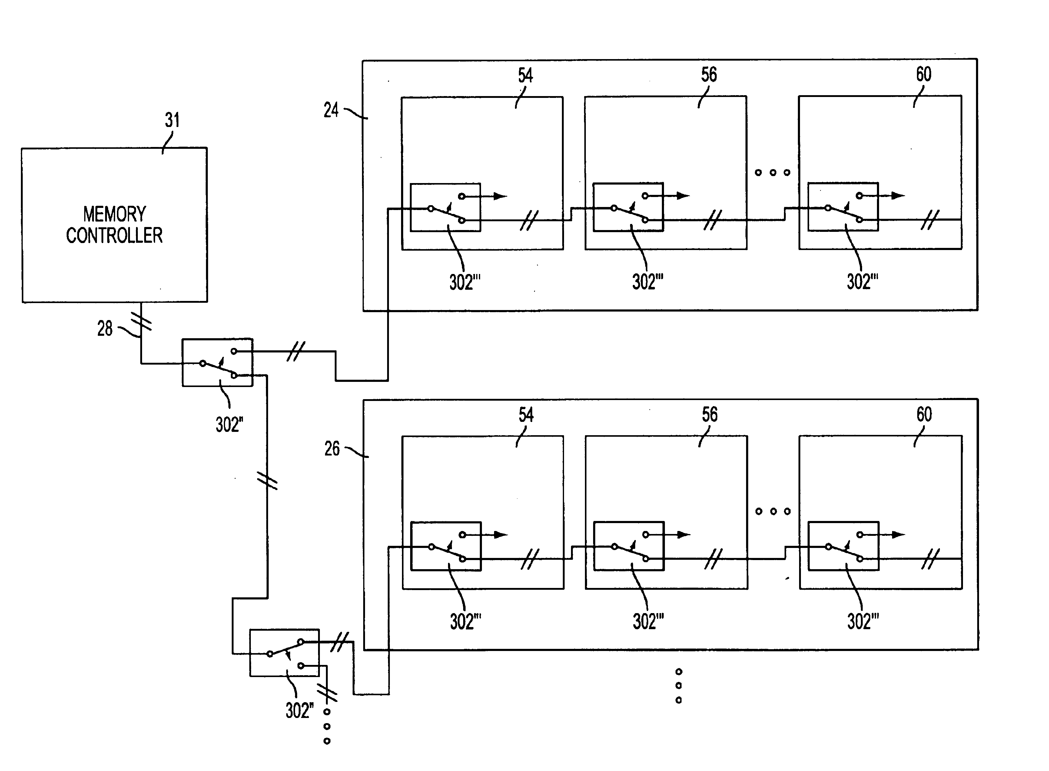 Data transmission circuit for memory subsystem, has switching circuit that selectively connects or disconnects two data bus segments to respectively enable data transmission or I/O circuit connection