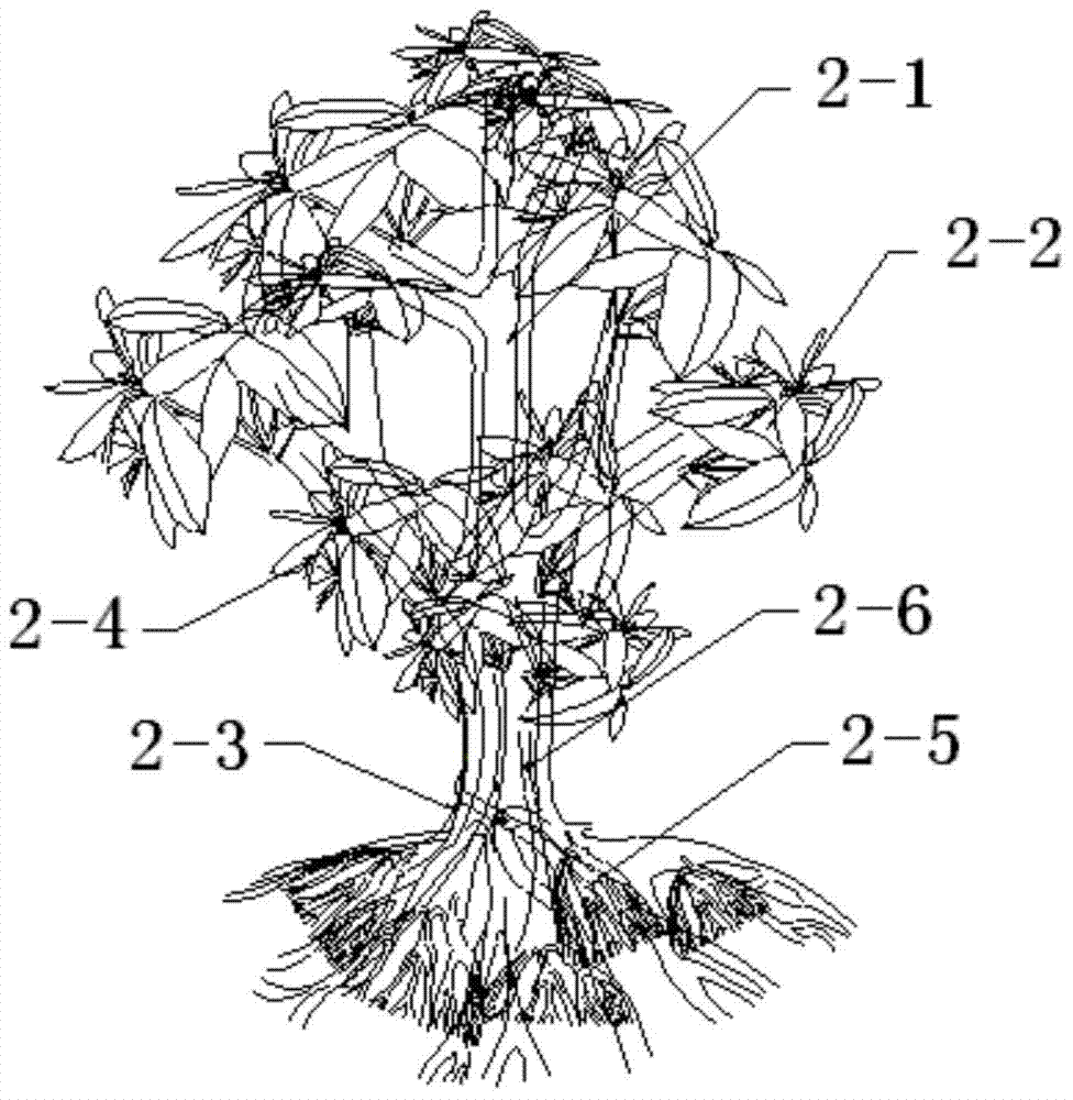 Modeling method for achieving alpine rhododendron ancient stump with flowers in multiple colors
