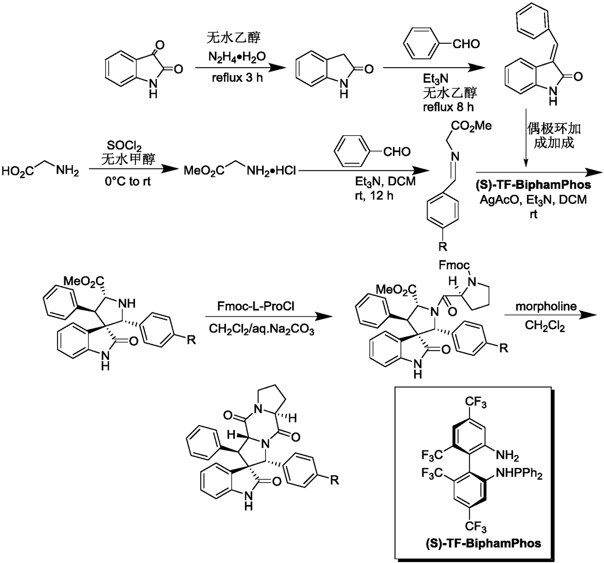 A kind of aromatic ring substituted spiro ring indole diketopiperazine compound and its synthetic method