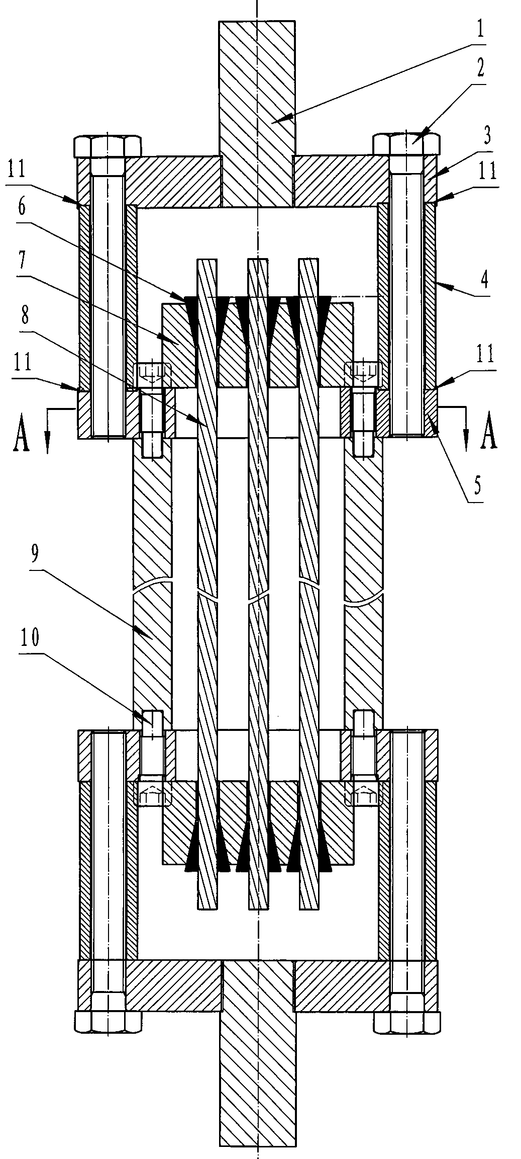 Device for conducting fatigue performance tests on anchorage device connector and method therefor