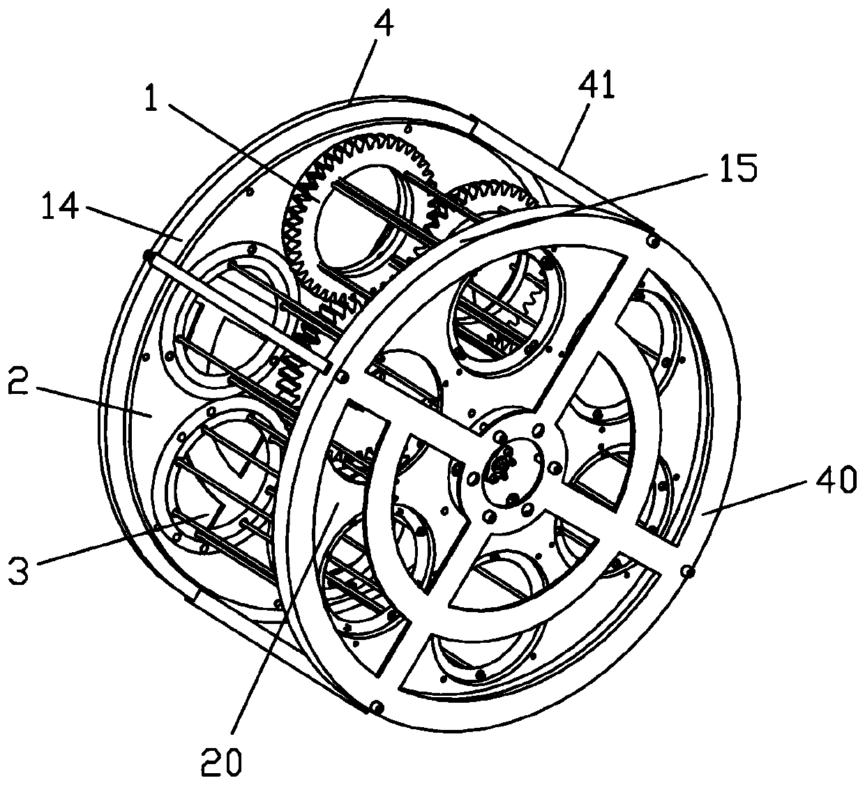 A small differential gear system three-dimensional garage