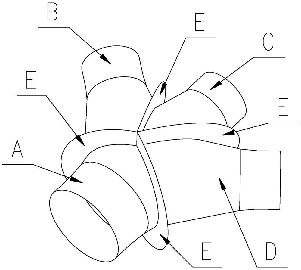 Symmetrical trifurcated beam bifurcated pipe and its design method