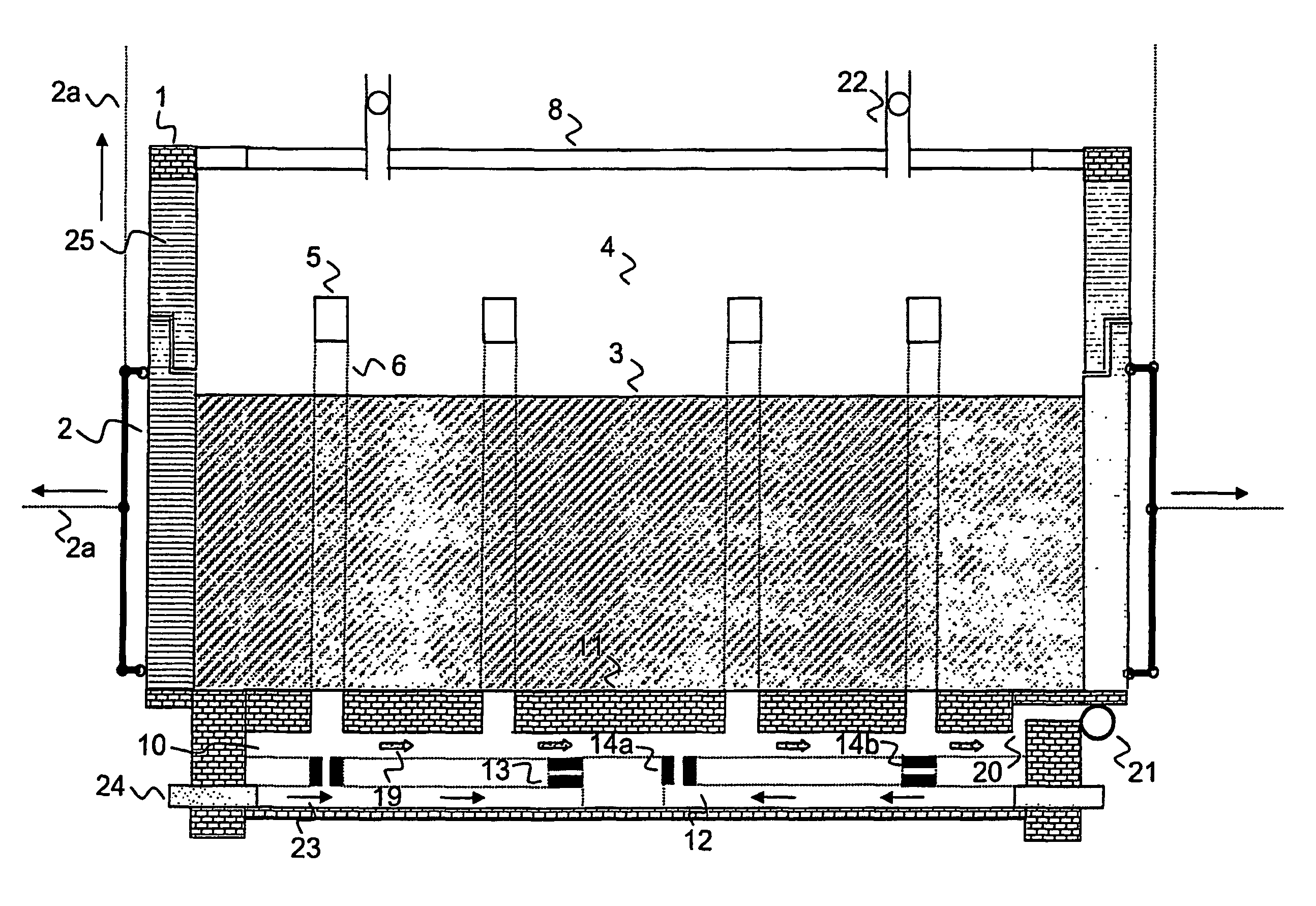 Controllable air ducts for feeding of additional combustion air into the area of flue gas channels of coke oven chambers