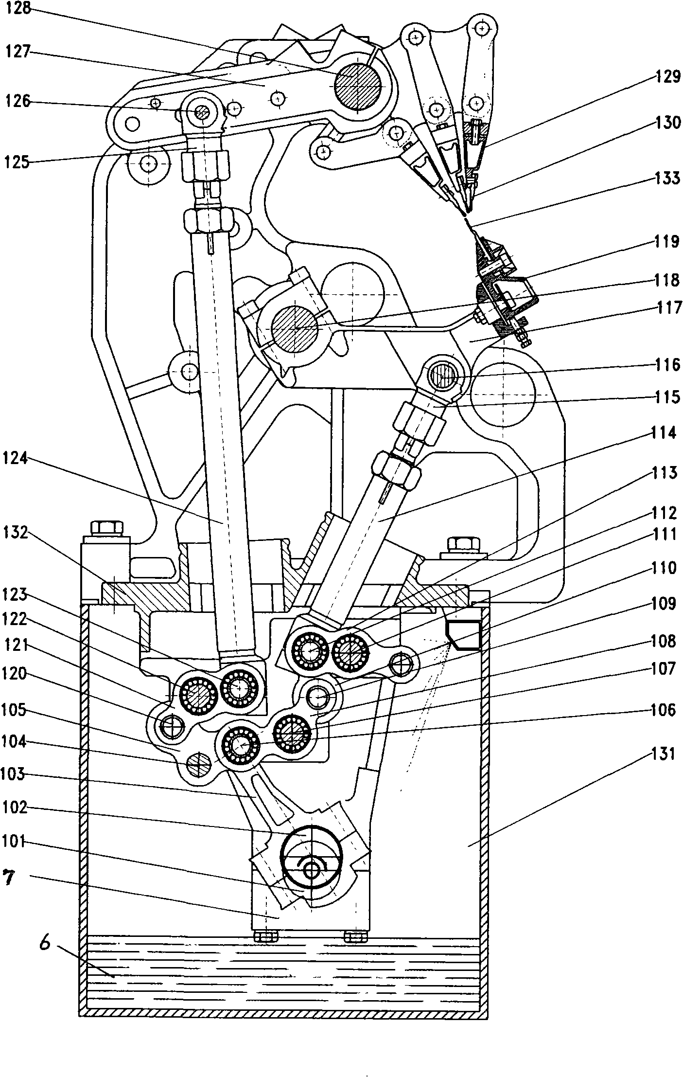 Short tranverse crankshaft connecting rod device of warp knitting machine