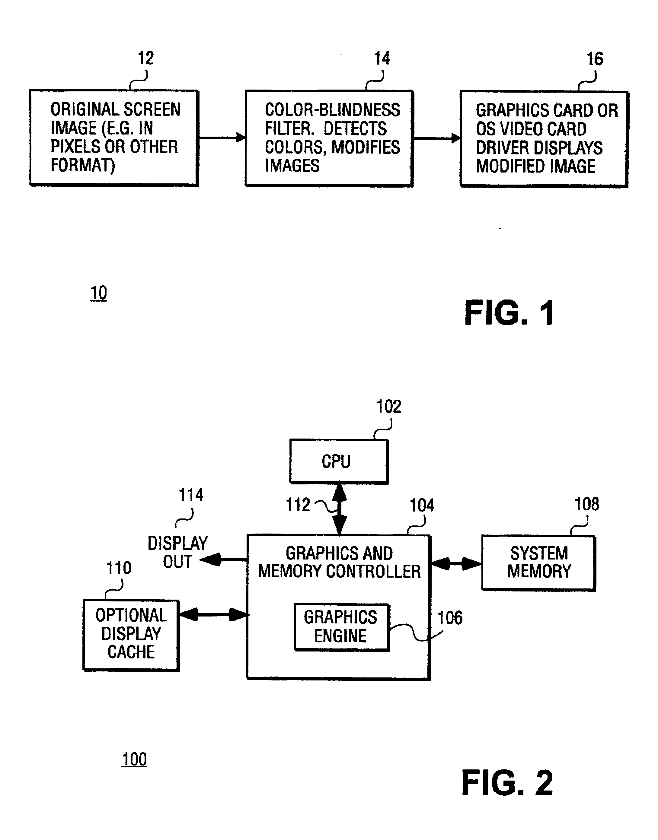 Method and apparatus for modifying graphics content prior to display for color blind use