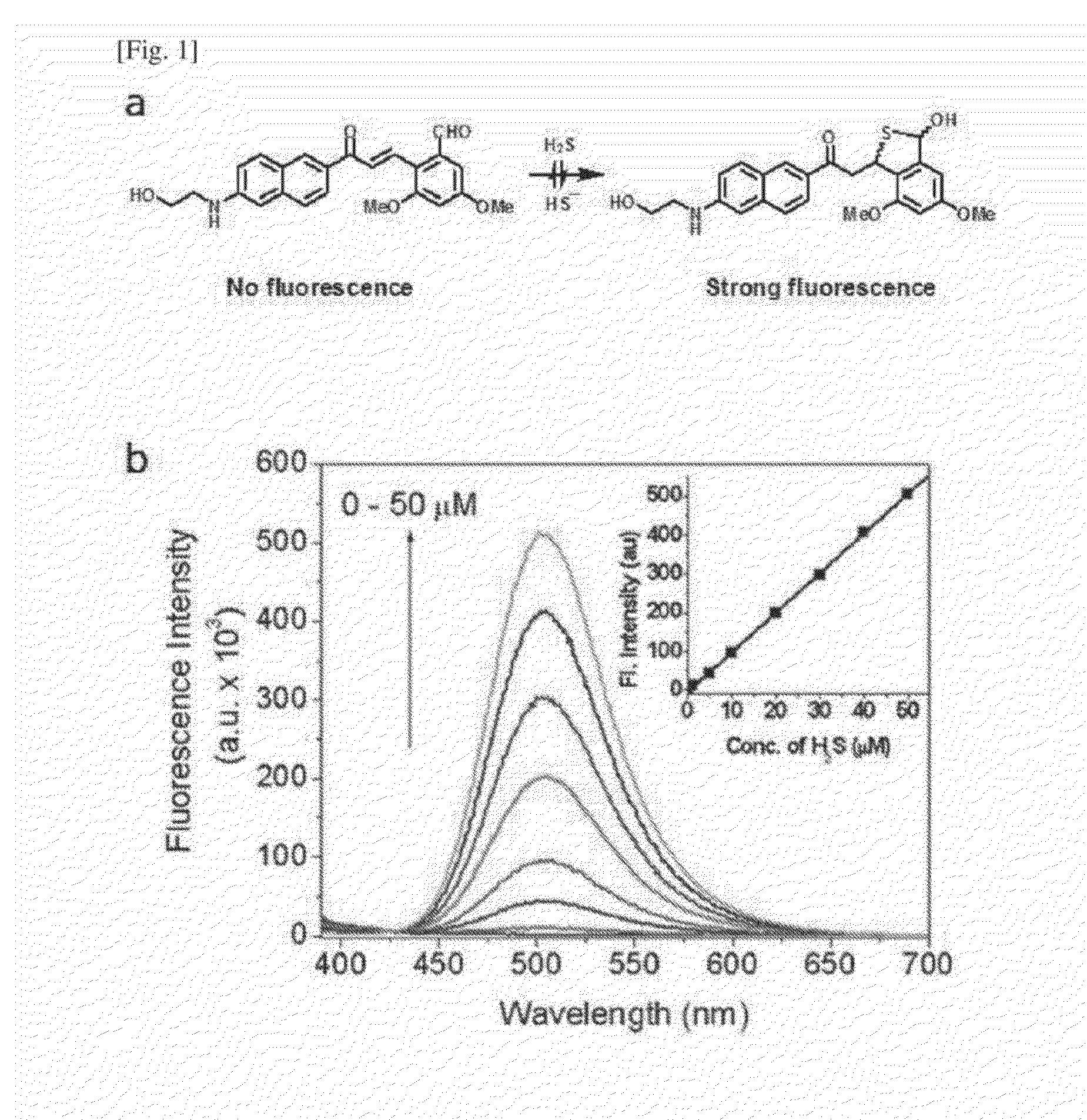 One-Photon and/or Two-Photon Fluorescent Probe for Sensing Hydrogen Sulfide, Imaging Method of Hydrogen Sulfide Using Same, and Manufacturing Method Thereof