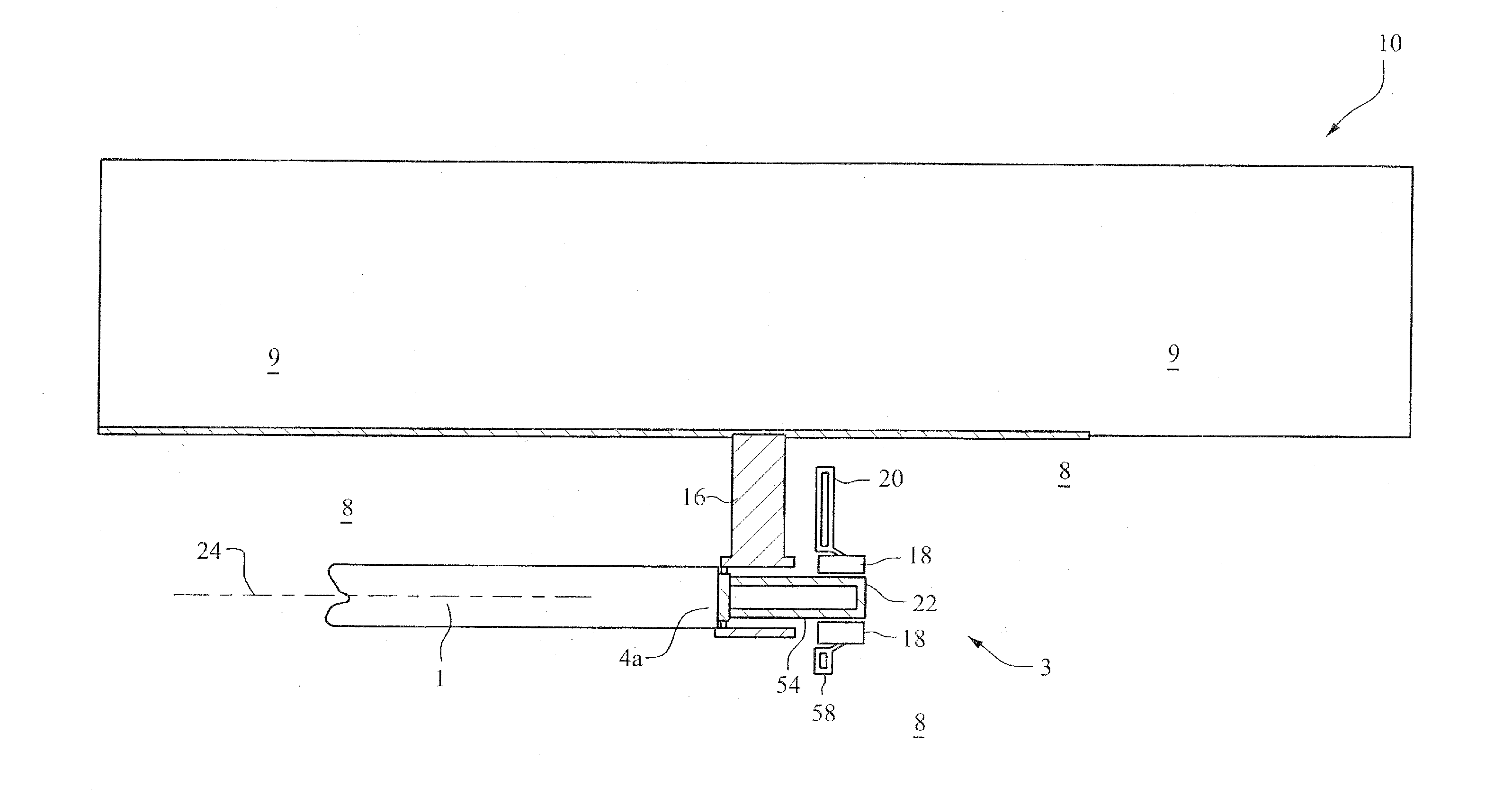 Endblock for rotatable target with electrical connection between collector and rotor at pressure less than atmospheric pressure