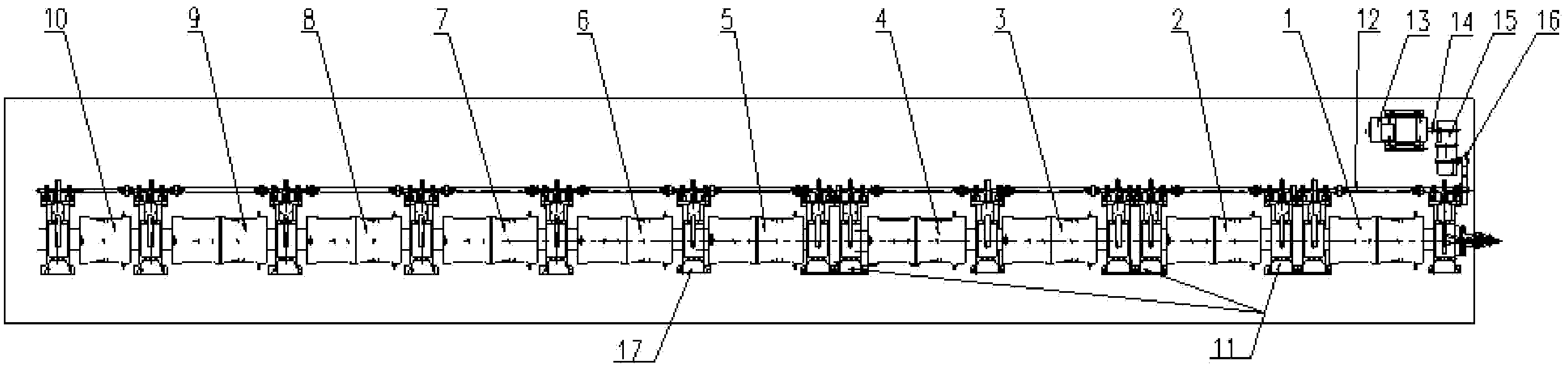 Double barrel series-unit production device for twisting steel strands