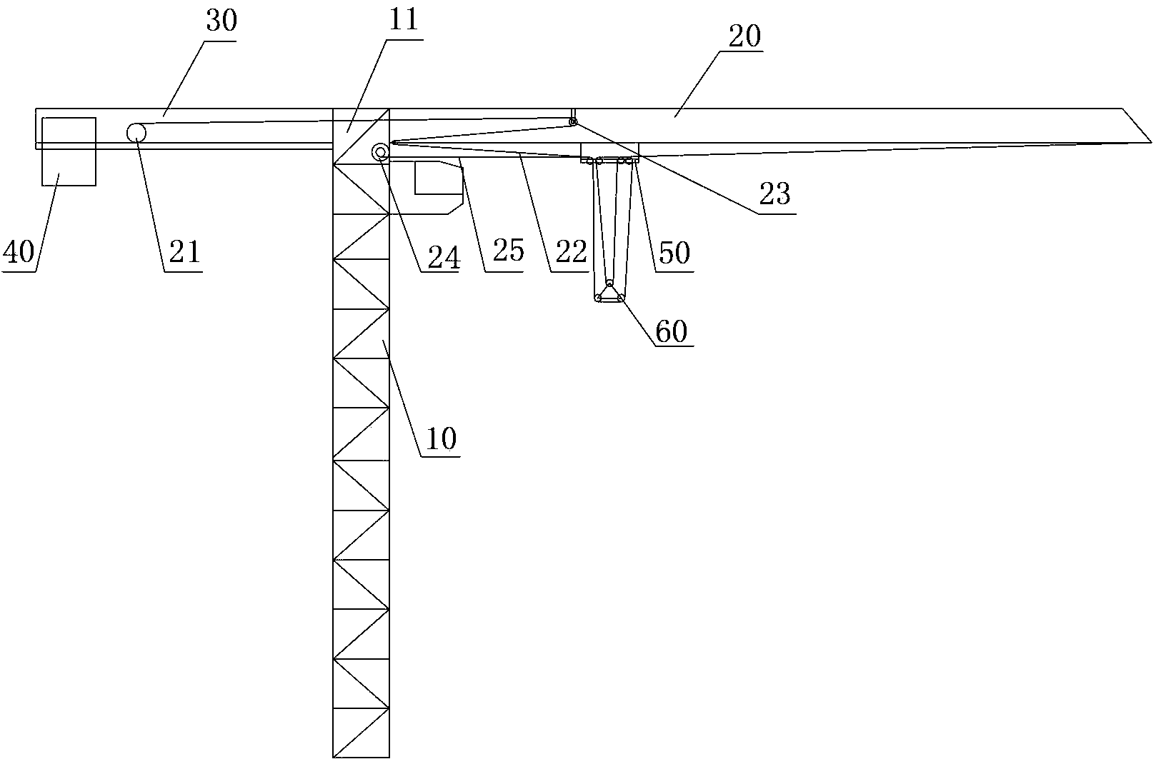 Tower crane and adjusting method for trimming moment of tower crane