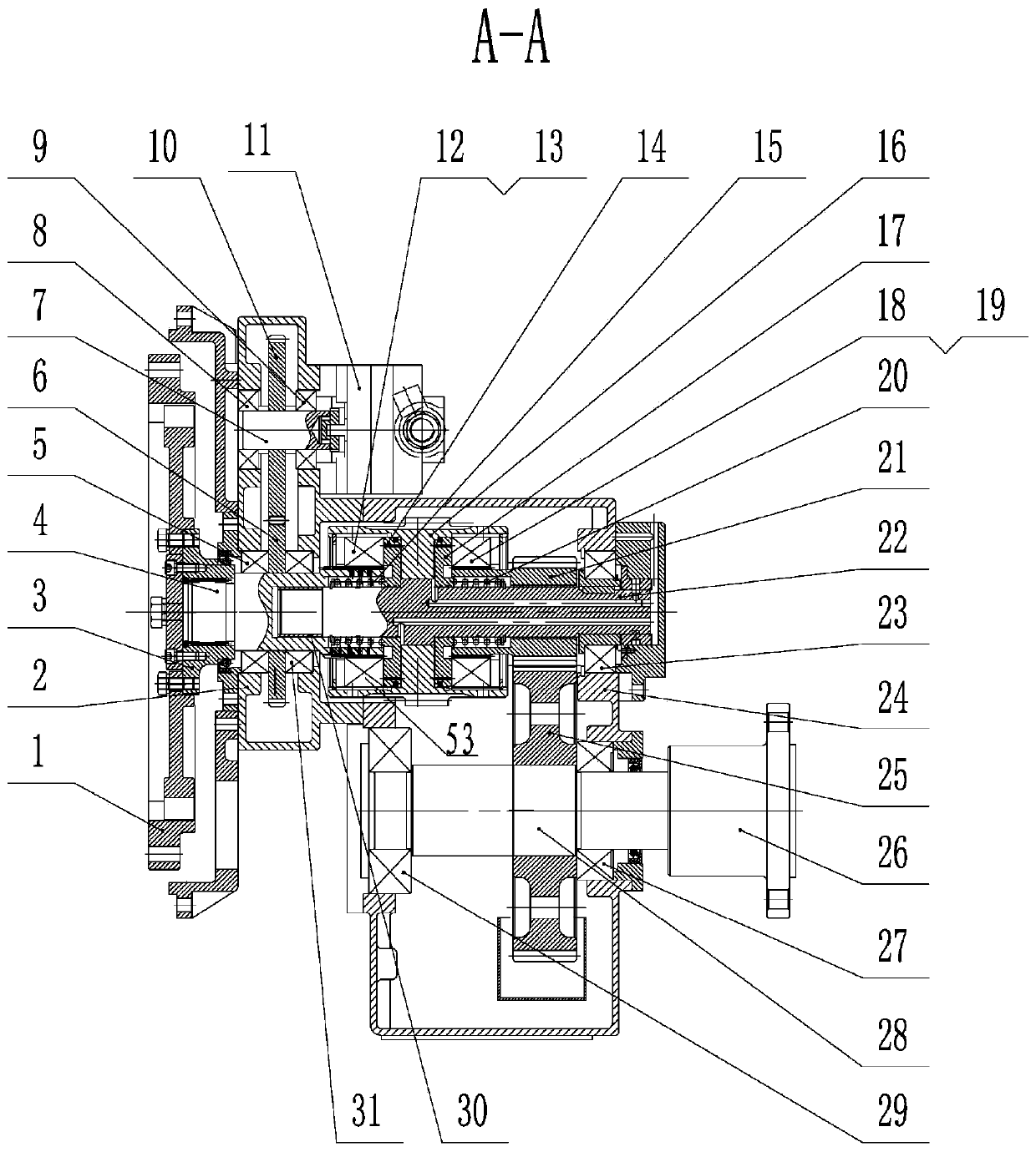 Oil-electric hybrid power input ship gearbox