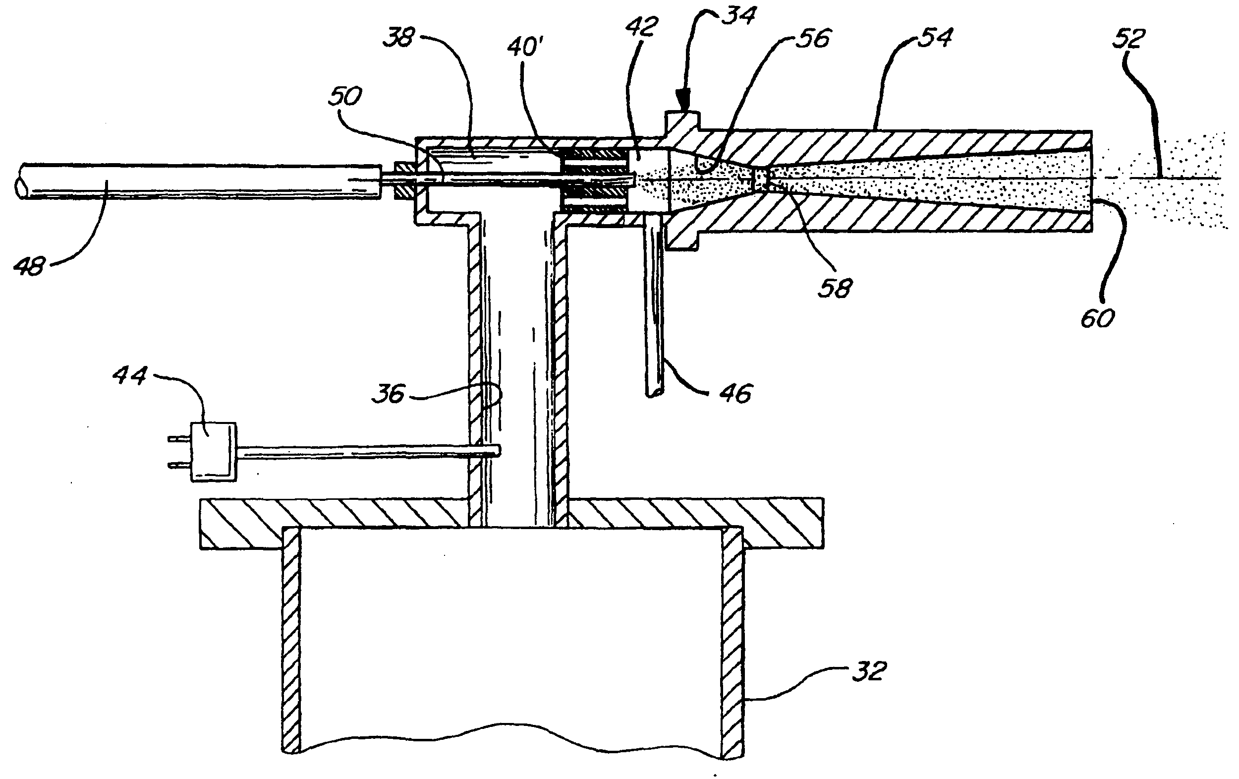 Coaxial low pressure injection method and a gas collimator for a kinetic spray nozzle