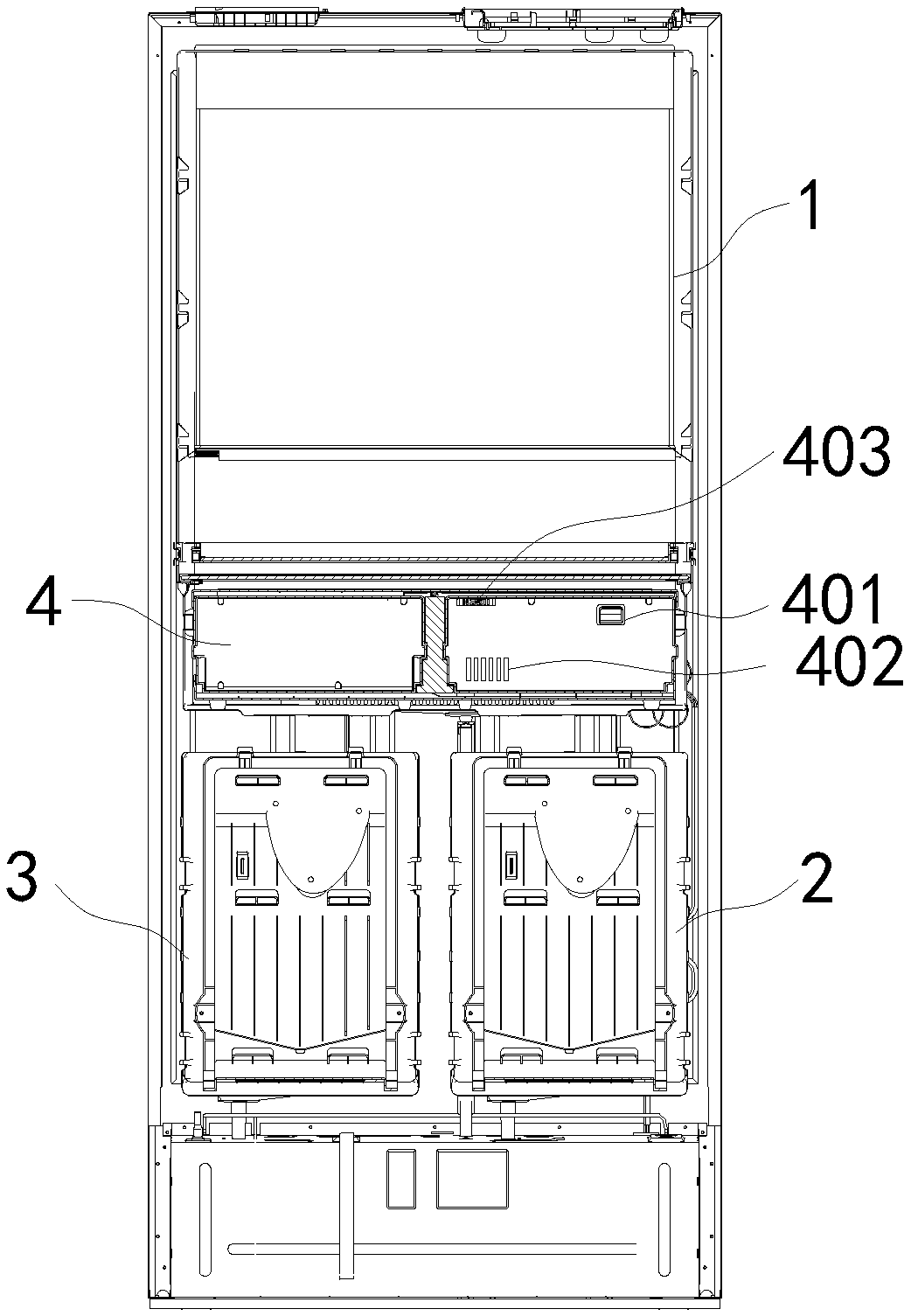 Cross side-by-side combination refrigerator having dual-temperature-changing function