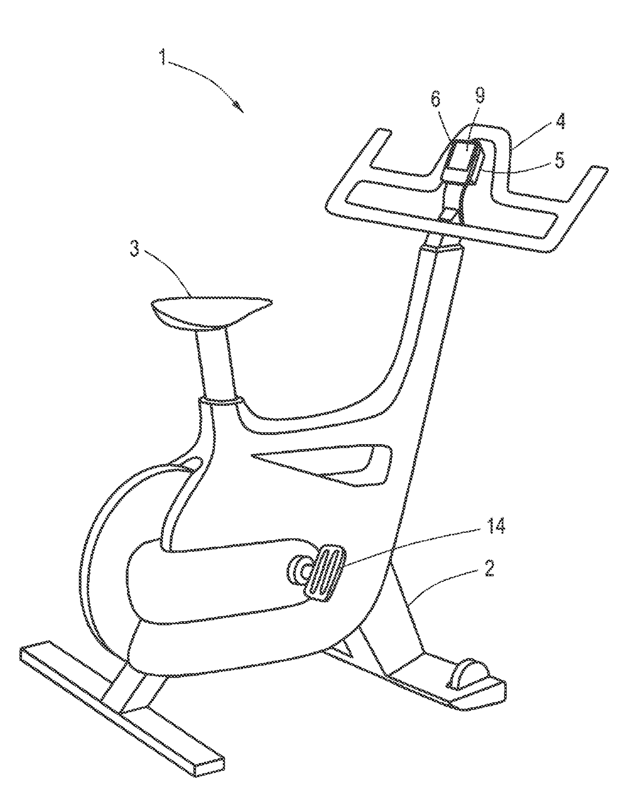 Stationary exercise equipment for physical training, more particular an exercise bike
