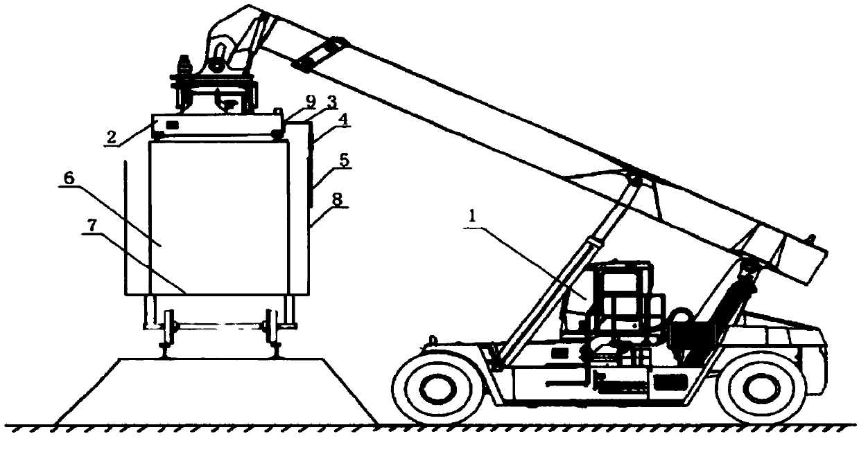 Lifting machine suitable for detecting eccentric load value of container and working method thereof
