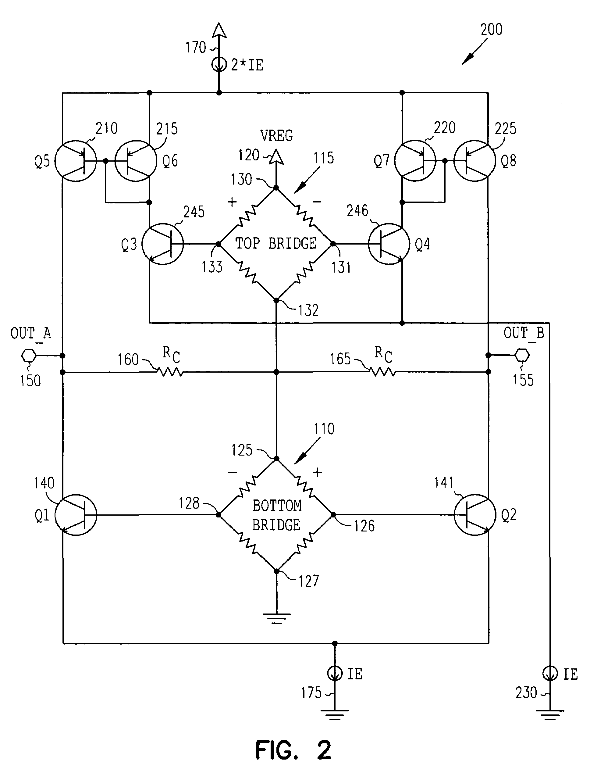 Series bridge circuit with amplifiers