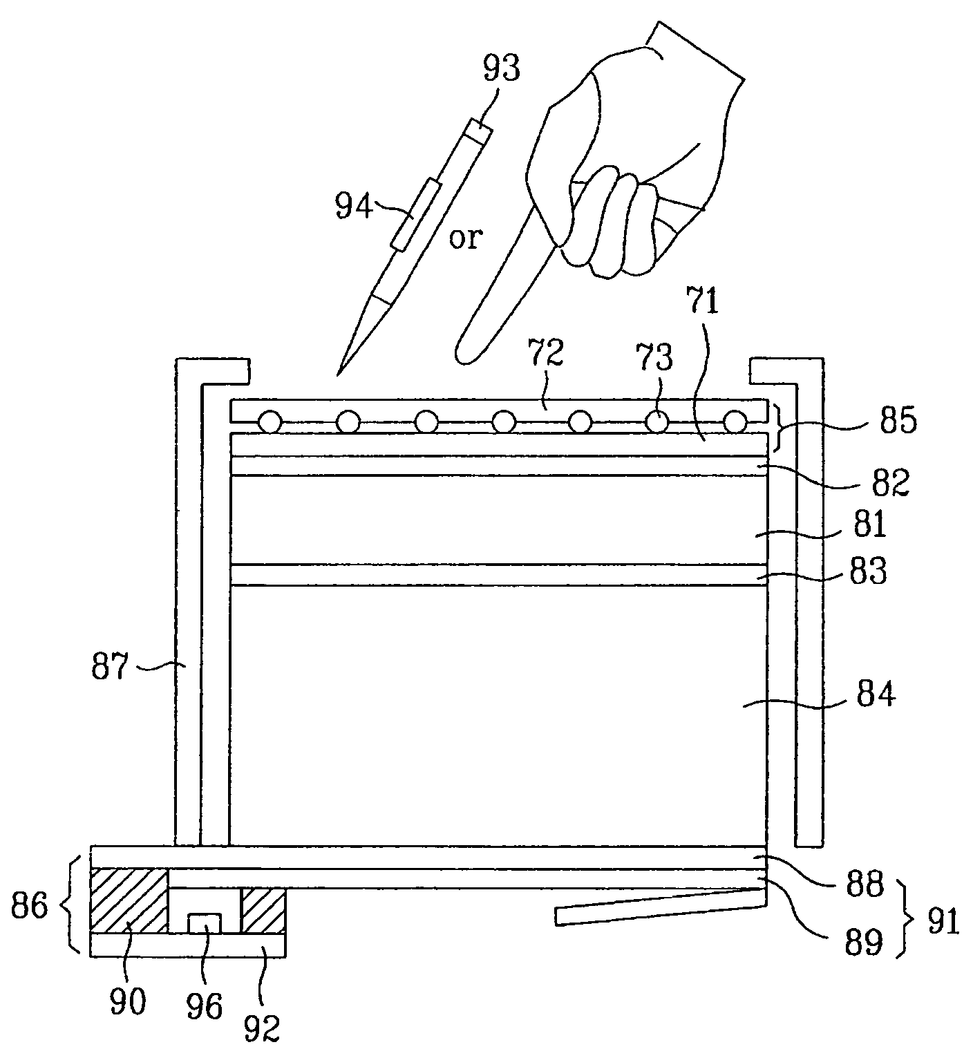 Touch panel for display device