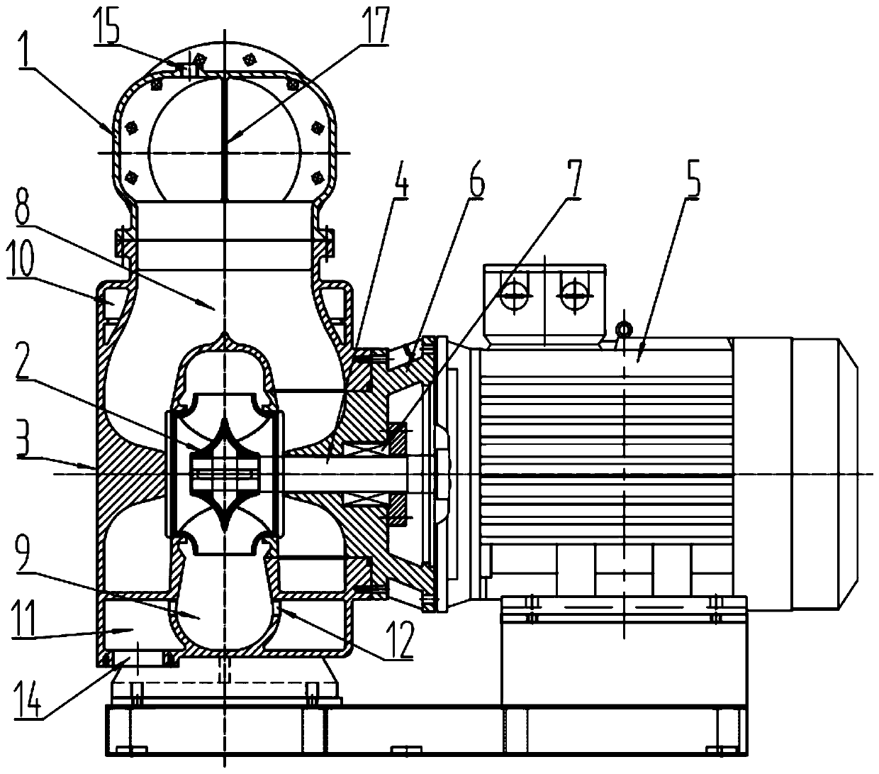 A semi-spiral water-inlet double-suction self-priming pump