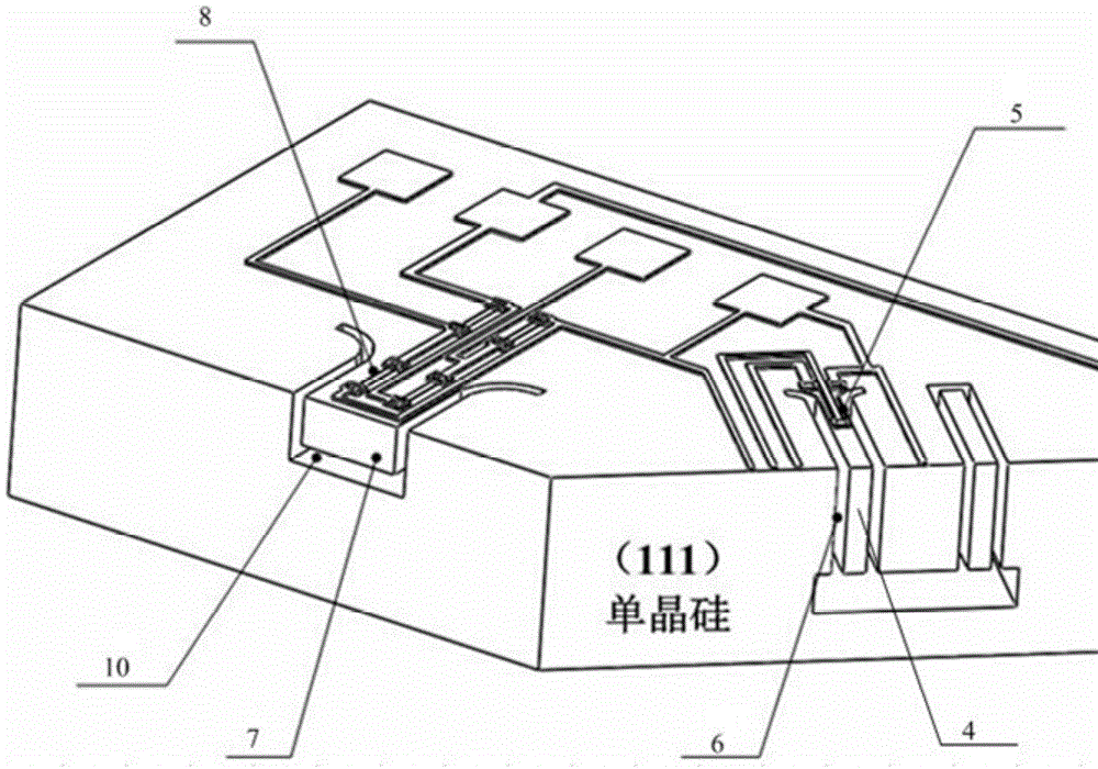 (111) single silicon wafer-integrated three-axis micromechanical acceleration sensor and manufacturing method