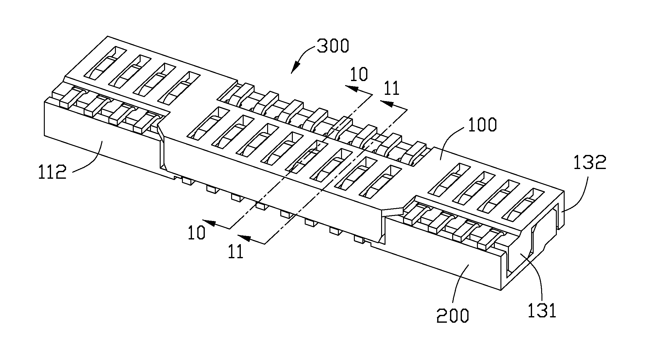 Hermaphroditic board to board connector and assembly thereof with offset contact arrangement