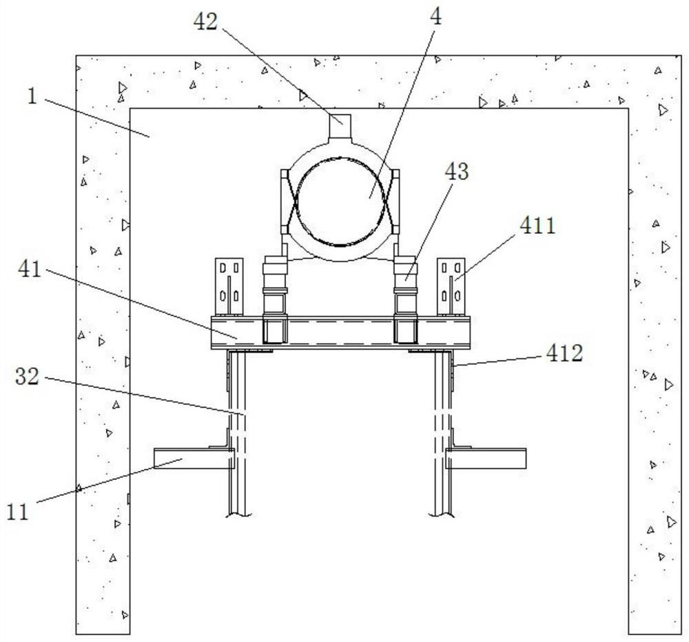 A machine room-less right-angle door-opening elevator traction and suspension system