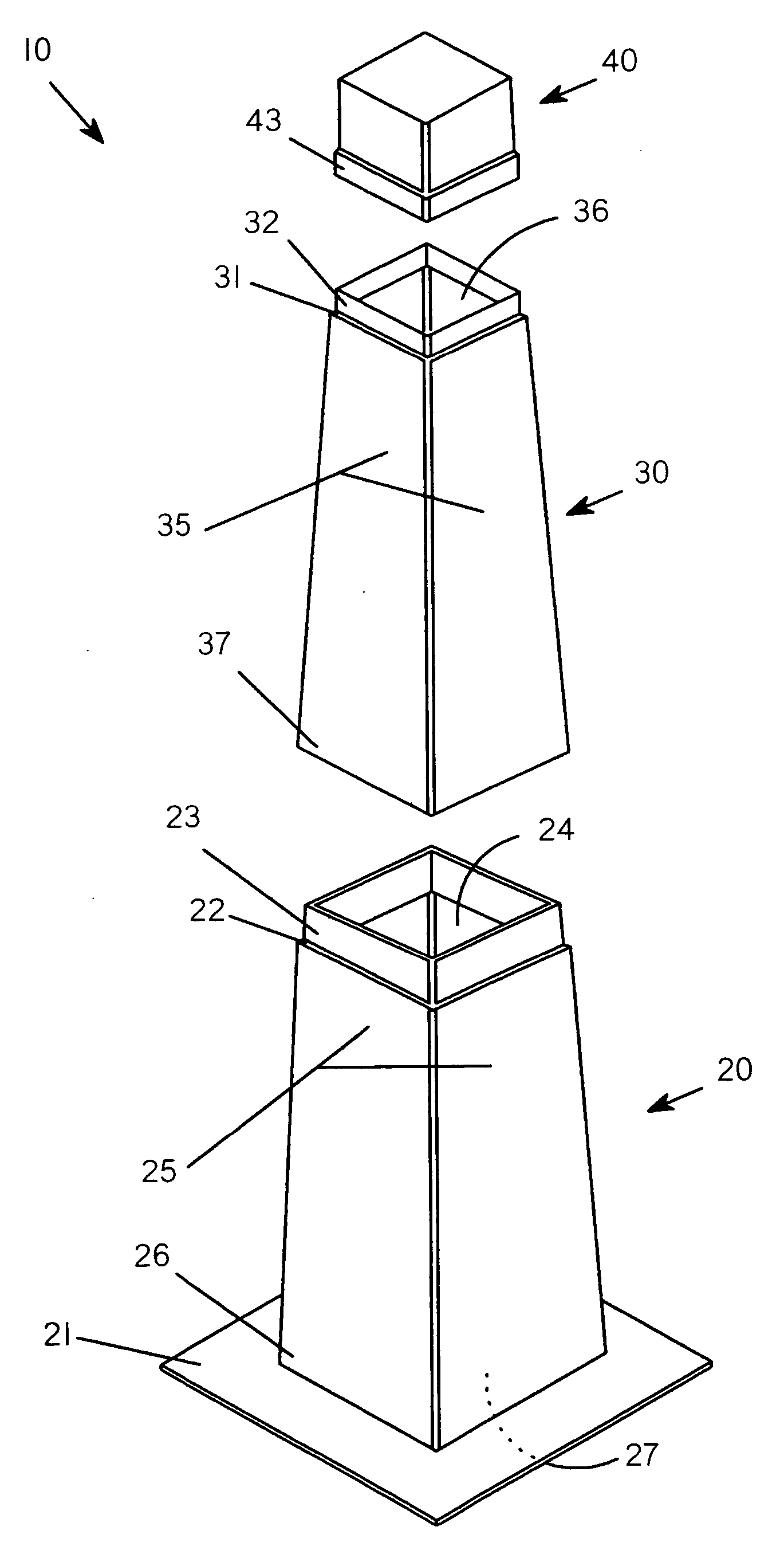 Segmented utility tower and method