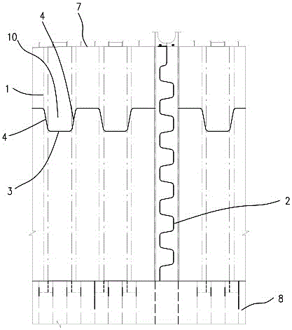 Groove-shaped wall structure of ship oil cabin