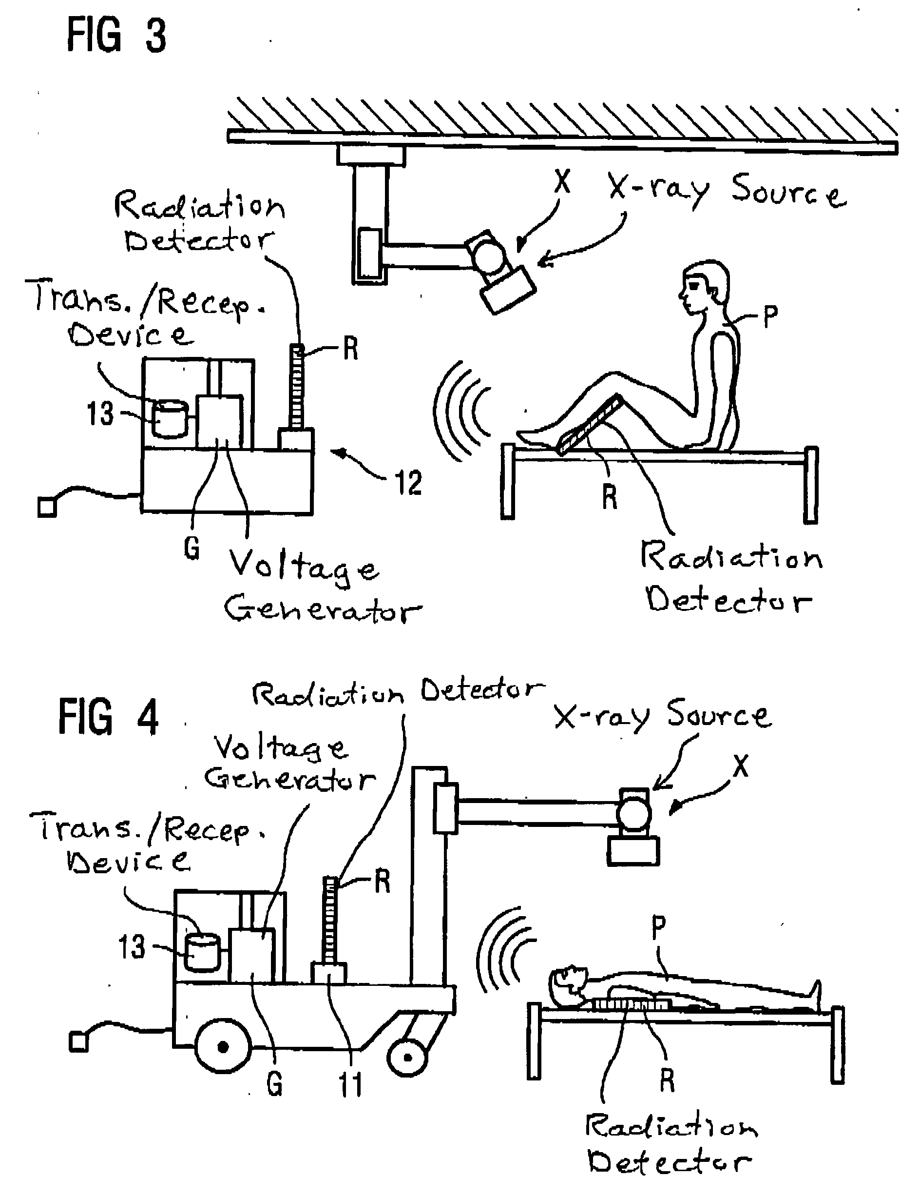 X-ray apparatus with a component controllable from the x-ray detector