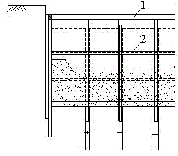 Construction method for temporary horizontal supports serving as permanent structural beams simultaneously of deep foundation pit