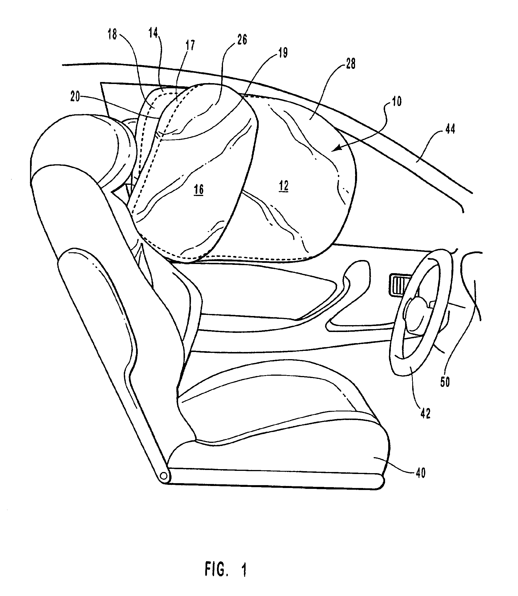 Side-impact, variable thickness vehicular airbag